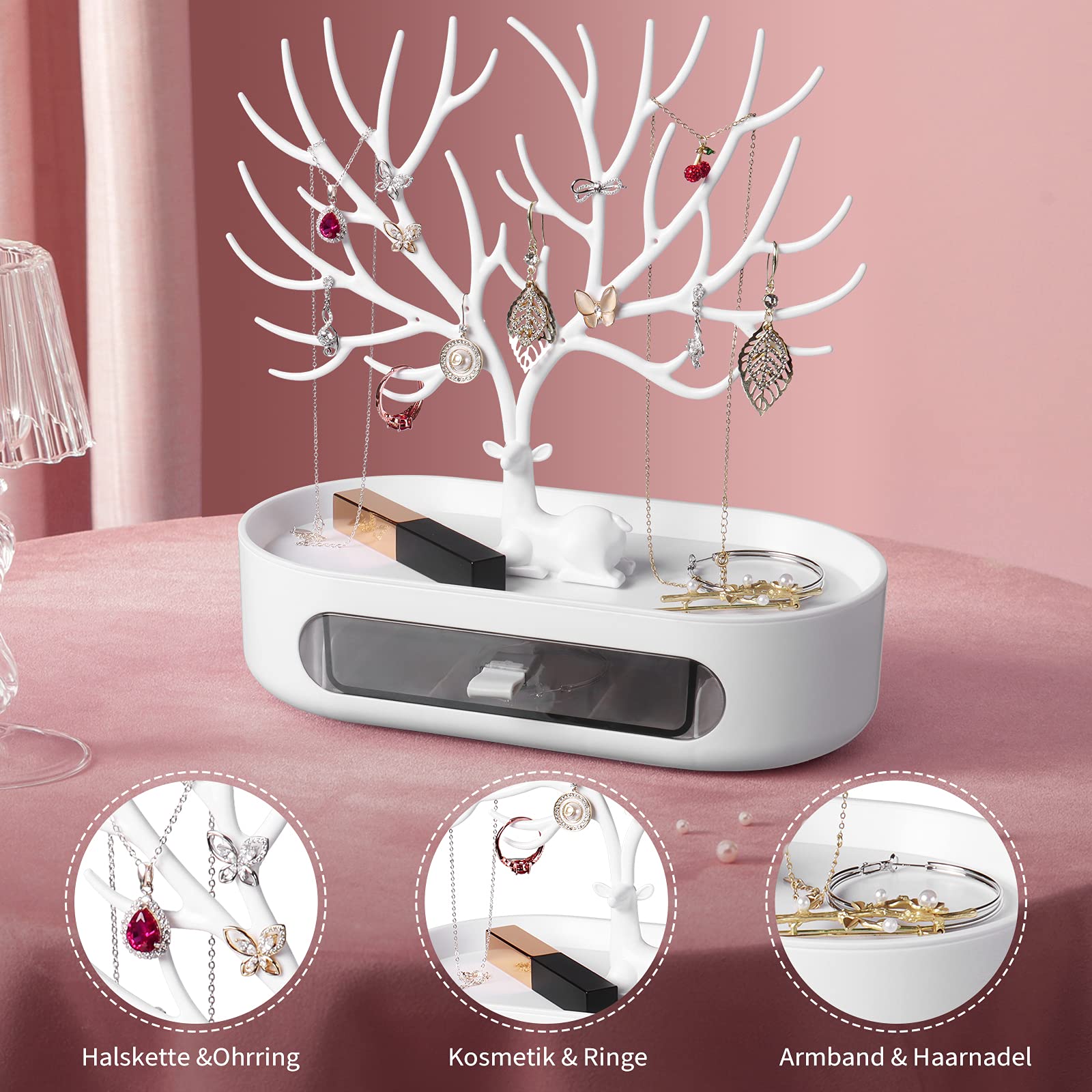 Xiruiubao Arbre à Bijoux En Acrylique - Porte Collier Et Boucles D'Oreilles Avec Plateau Pour Rangement Femme