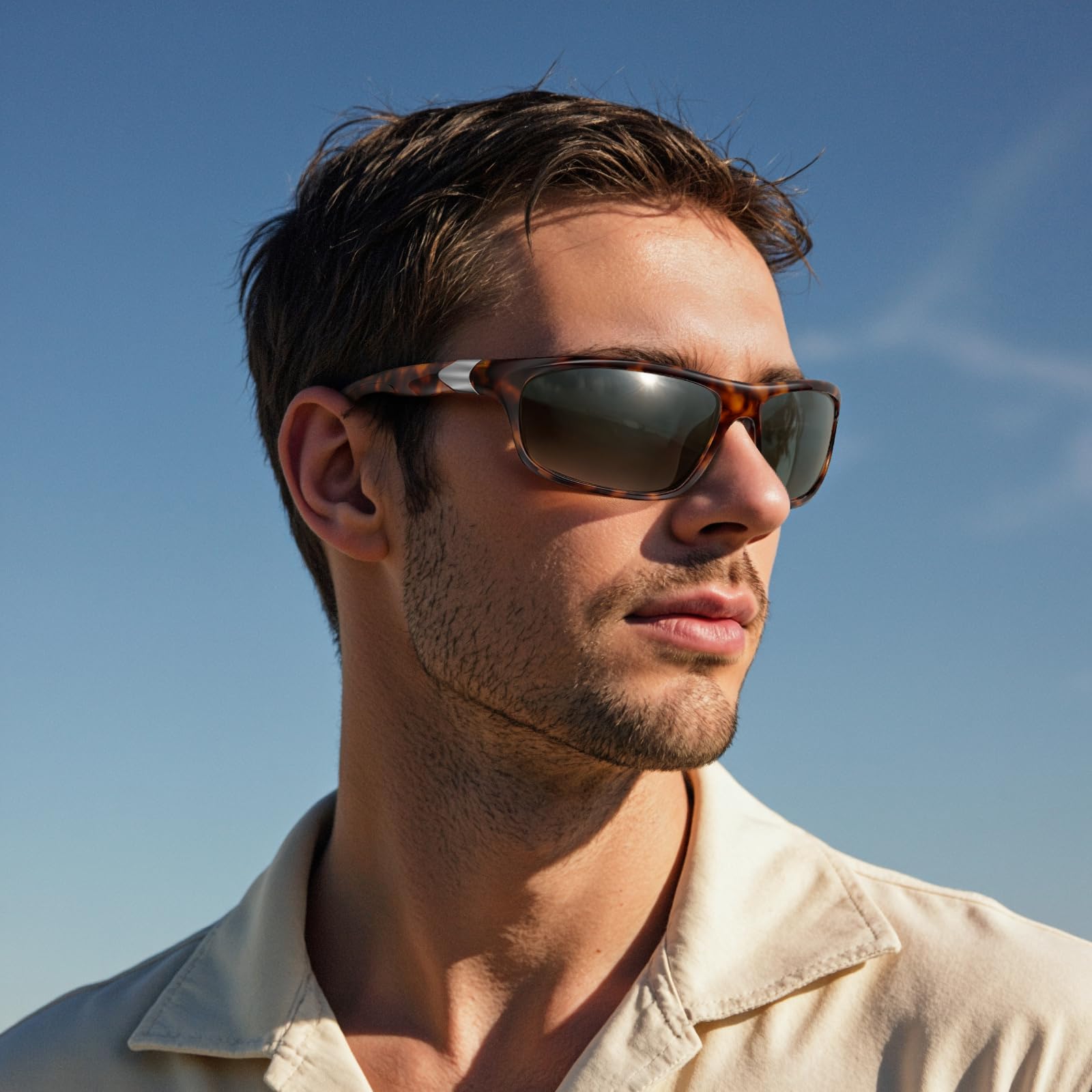 SKYFUEN Lentes de sol de lectura bifocales polarizados, TR90 Wrap Sports Bifocal para lectores de sol integrados, pesca/conducción