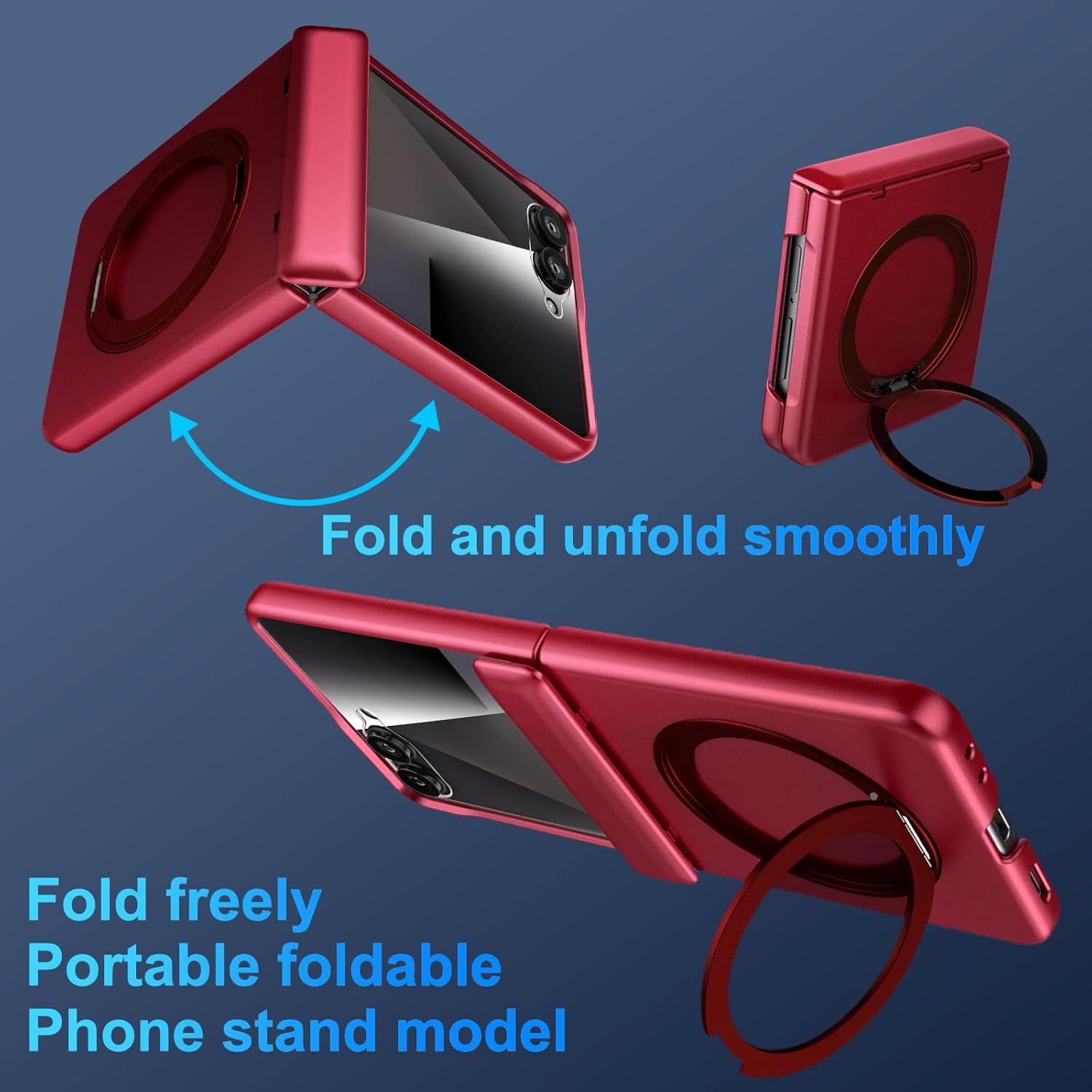 Magnetic Case for Samsung Galaxy Z Flip 7 Case, Compatible with Mag-Safe, Center Hinge Protection, 360° Rotating Finger Ring Holder with Built-in Screen Protector PC Material for Galaxy Z Flip 7 2025