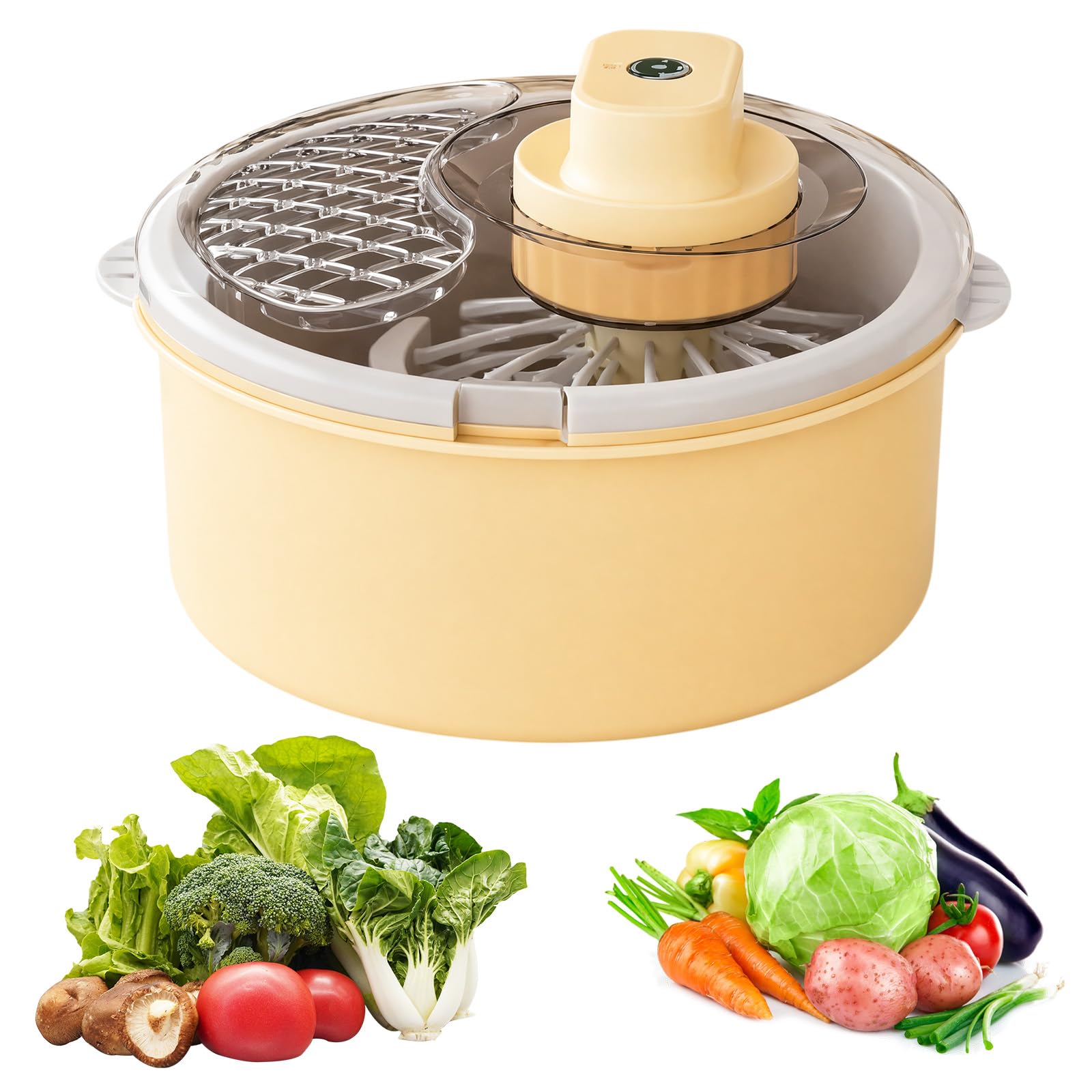 Generische Salatschleuder und Obst- und Gemüsewaschmaschine, | Salatschleuder und Gemüsewaschmaschine, multifunktionales Dörrgerät mit großer Kapazität, Fruchtreinigerschleuder für Salat,