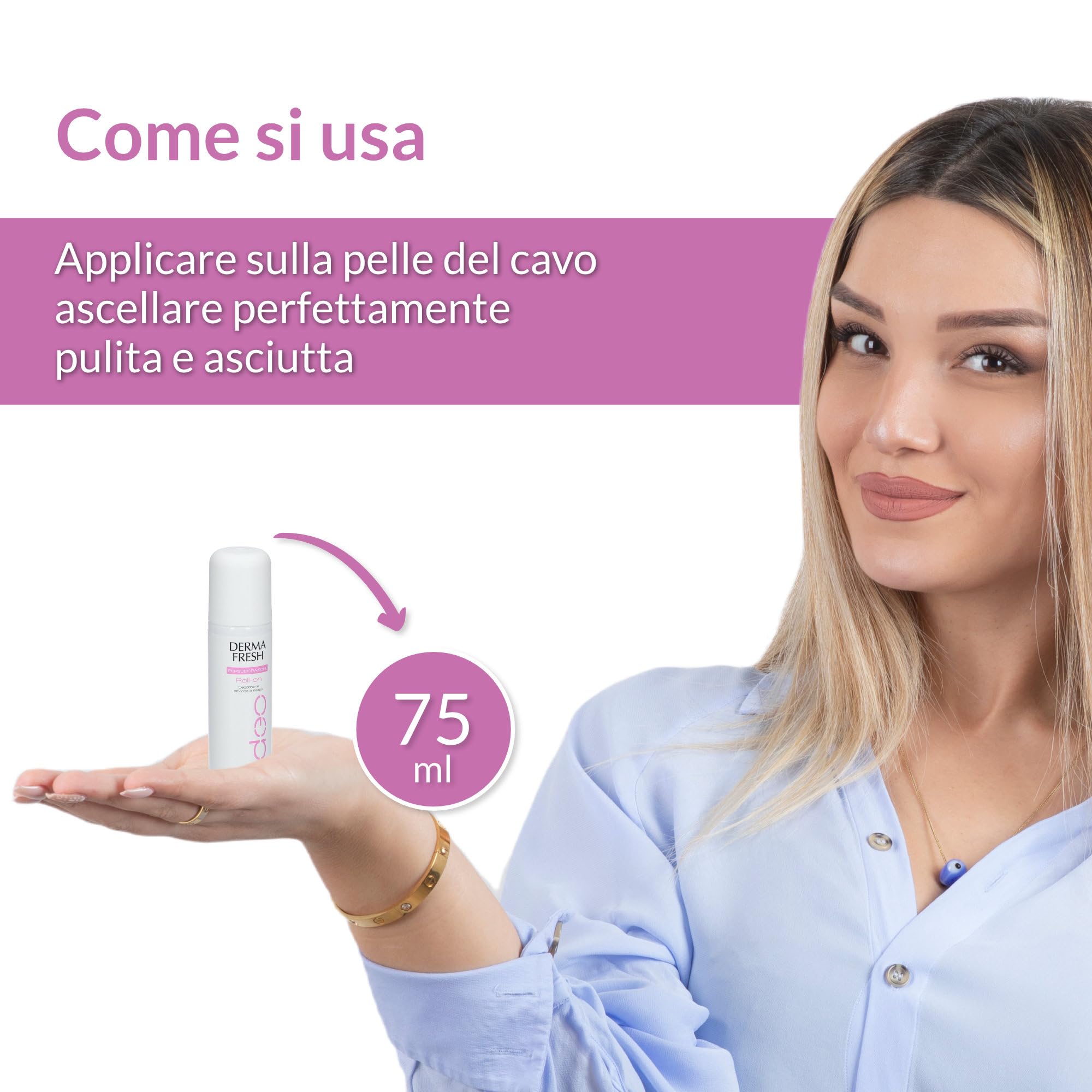 Dermafresh Ipersudorazione, Deodorante Attivo Roll On, Antitraspirante, 75 ml