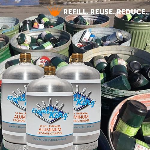 Vista 8 de Flame King Tanque de Cilindro de Propano de Aluminio Vacío de 1LB - Resistente a la Corrosión y Libre de Óxido, Ideal para Acampar y Pequeños
