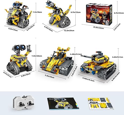 Miniatura 8 de Juego de juguetes de robot para niños, juego de construcción de 520 piezas, aplicación y control remoto, kit de robótica 5 en 1, robot de pared a