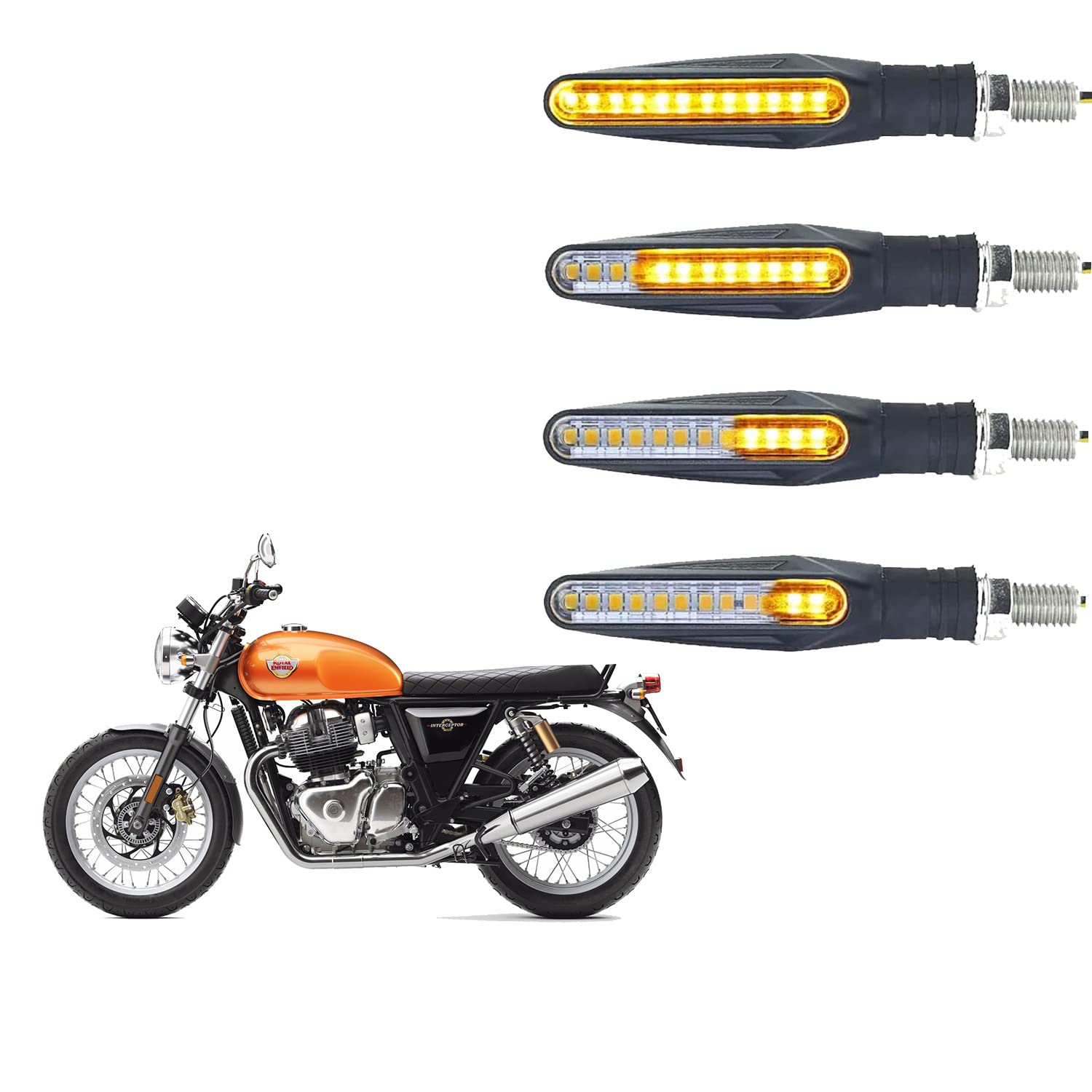Vagary Universal Flowing Running Amber LED Indicators Turning Signal lamps Blinkers Bulb (Set of 4) for Royal Enfield Interceptor 650-image-24