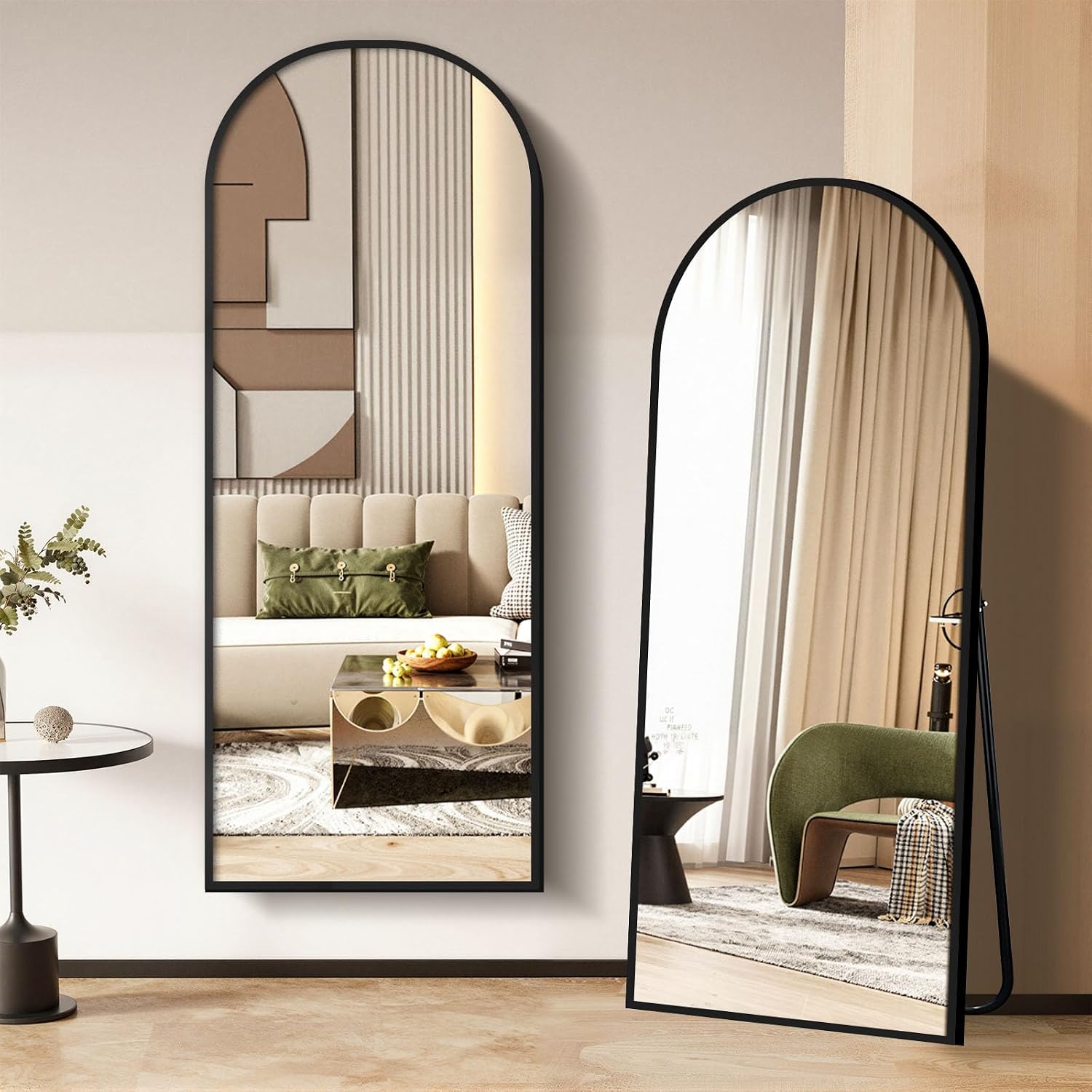 57"×20" Floor Length Mirror, Full Body Standing Mirror, Shatter-Resistant Glass & Slim Alloy Frame, Freestanding/Leaning/Wall Mount for Bedroom, Living Room & Entryway, Gold