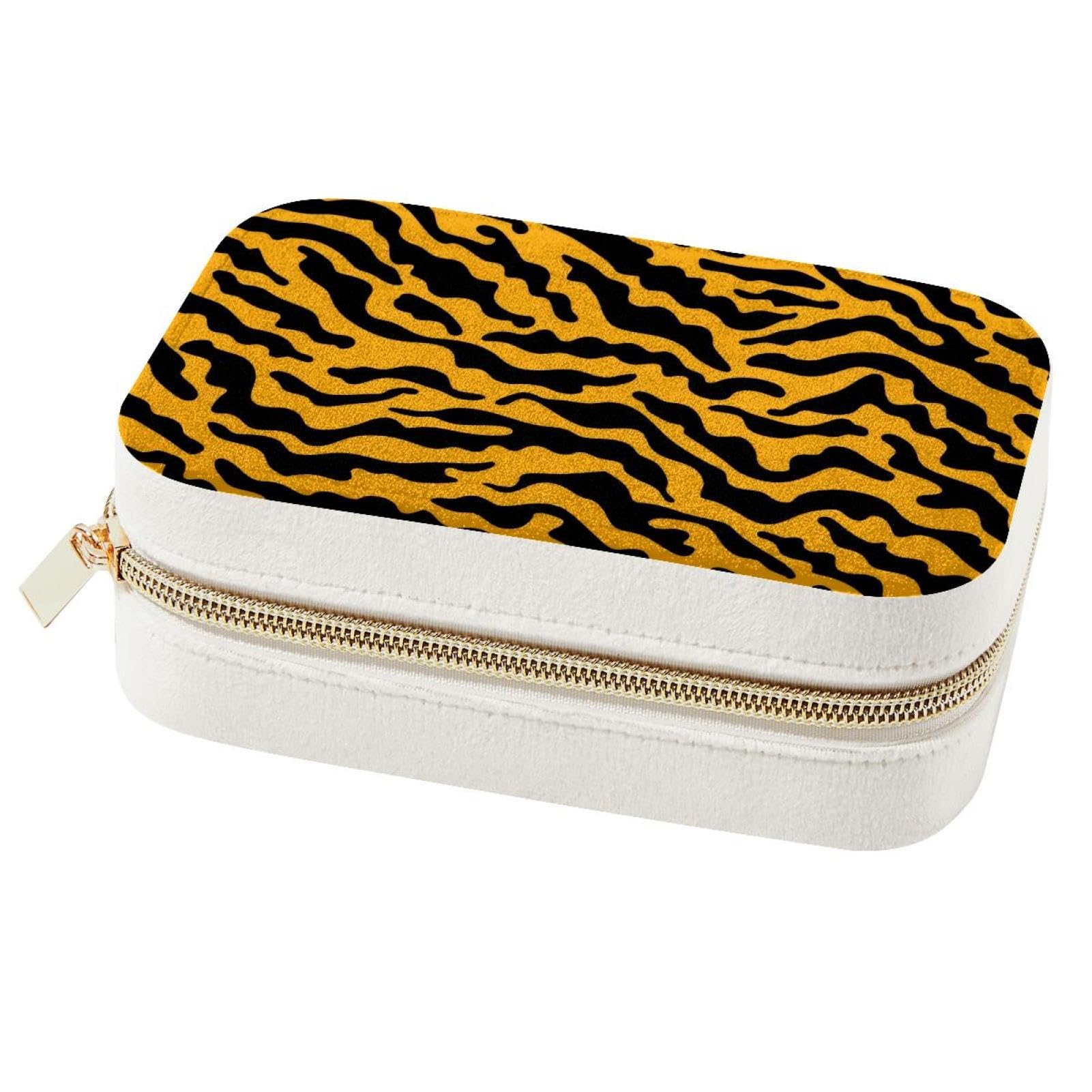 Boîte à bijoux portable à rayures d'animaux pour bagues et femmes