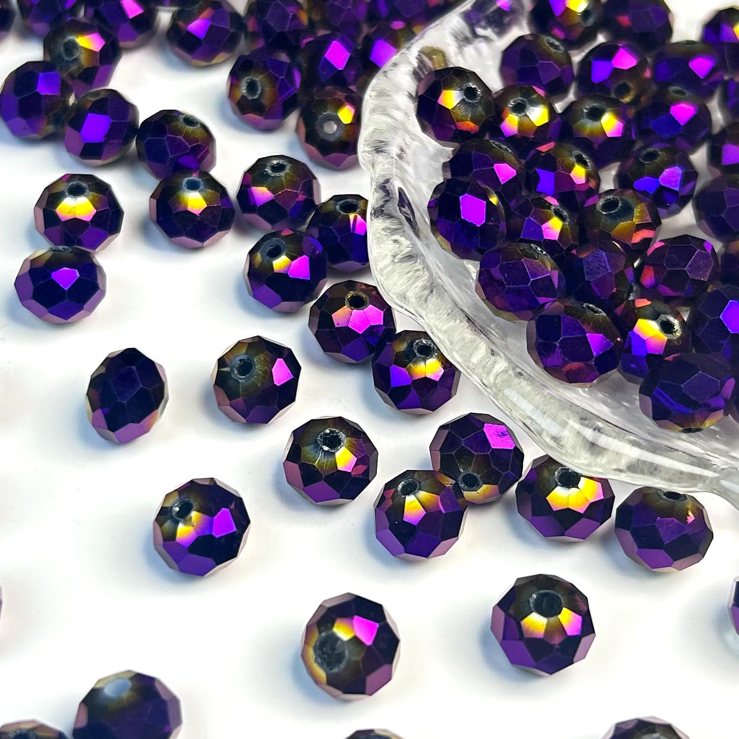 315pcs Glass Beads, 8mm Crystal Purple Beads for Jewelry Making, Briolette Faceted Rondelle Bulk Bead for Crafts DIY, Suncatchers, Bracelets, Earring, Necklace - Image 2