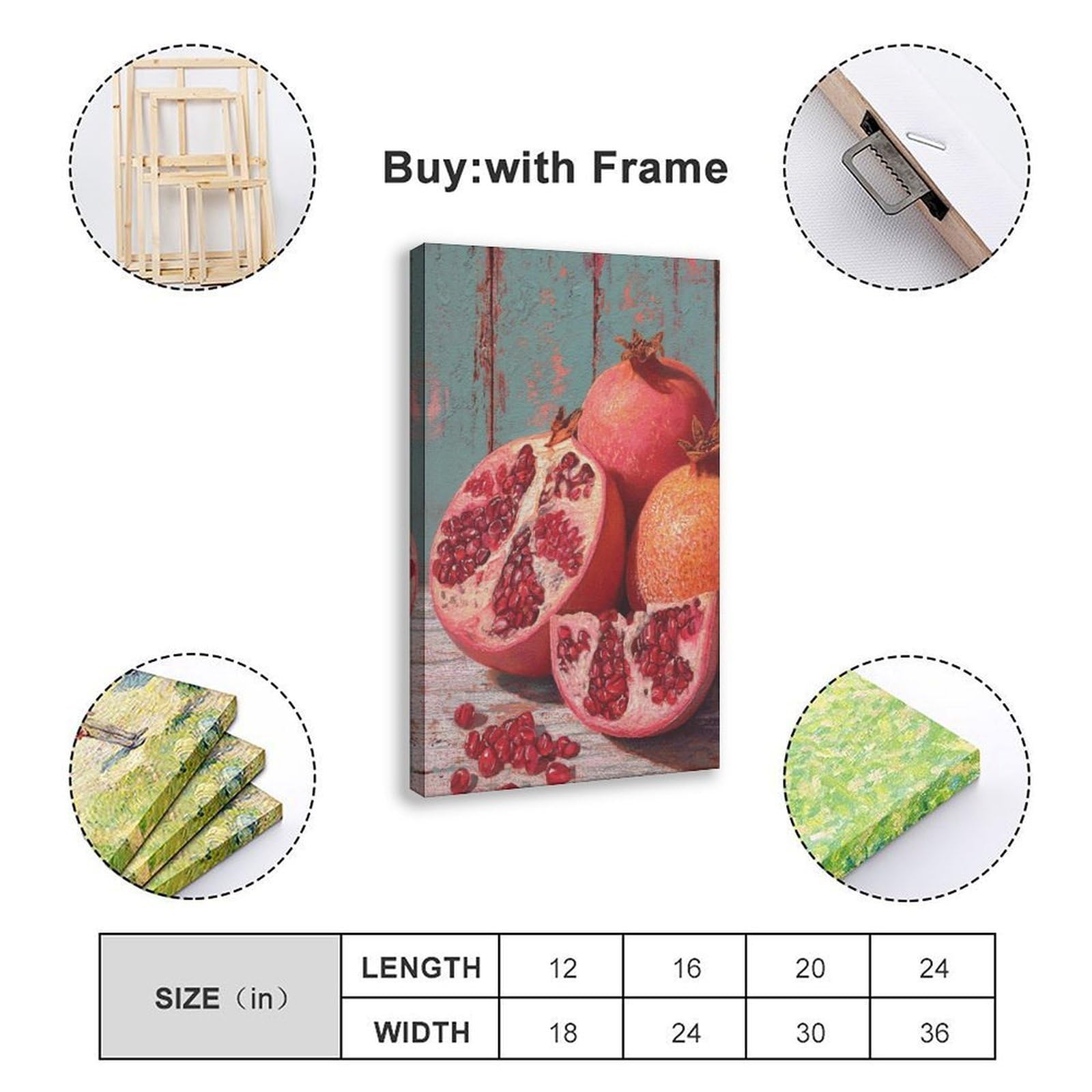QIOTBVV Granatapfel Stillleben Leinwandposter Schlafzimmer Dekor Landschaft Büro Zimmer Dekor Geschenk 60 x 90 cm