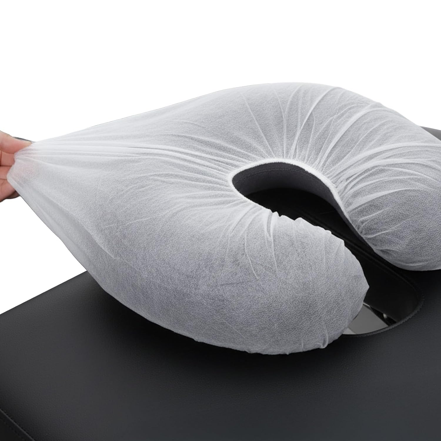 100 PCS Disposable Fitted Face Cradle Covers Non-Woven Soft Massage Face Rest Headrest Covers Universal Size for Massage Tables Chairs Salon SPA Use Faces Rest Cover