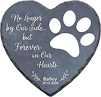 Vista 1 de Piedra conmemorativa personalizada para perro, placa con estampado de pata de corazón de No Longer by Our Lide, regalo de pérdida de mascotas