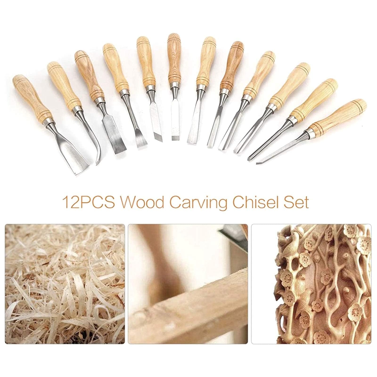 Set Di Scalpelli Per Legno 12 Pezzi Scalpello Per Tornio Scalpello Per Legno In Acciaio Al Cromo Vanadio Per Principianti E Appassionati Di Intaglio Intaglio Di Radici Fai-da-te Con Scatola Di Legno