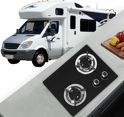 Miniatura 5 de RV Gas Stove 2 Burners Powerful Tempered Glass Panel Cooktop for Boat Caravan Camper