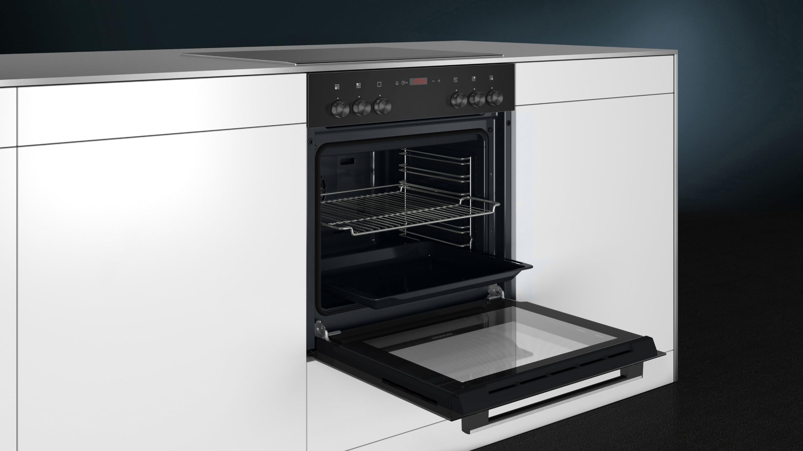 Siemens EQ110KA1B iQ100 Herd-Glaskeramik-Kochfeld-Kombination 59,4 cm Schnellaufheizung 3D Heißluft