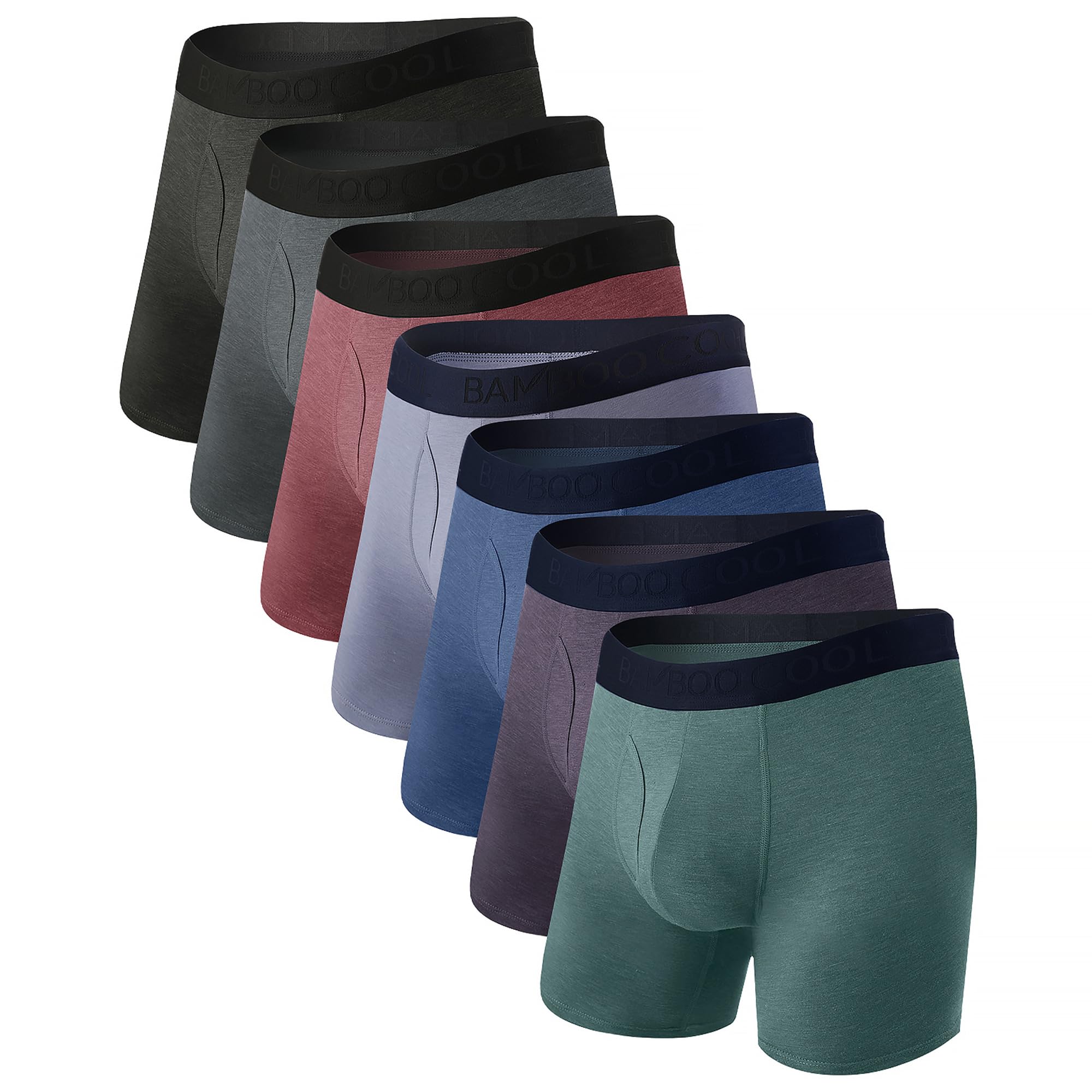 BAMBOO COOL Men's Underwear Boxer Briefs Soft Breathable Performance Underwear for Men L (7Pack)