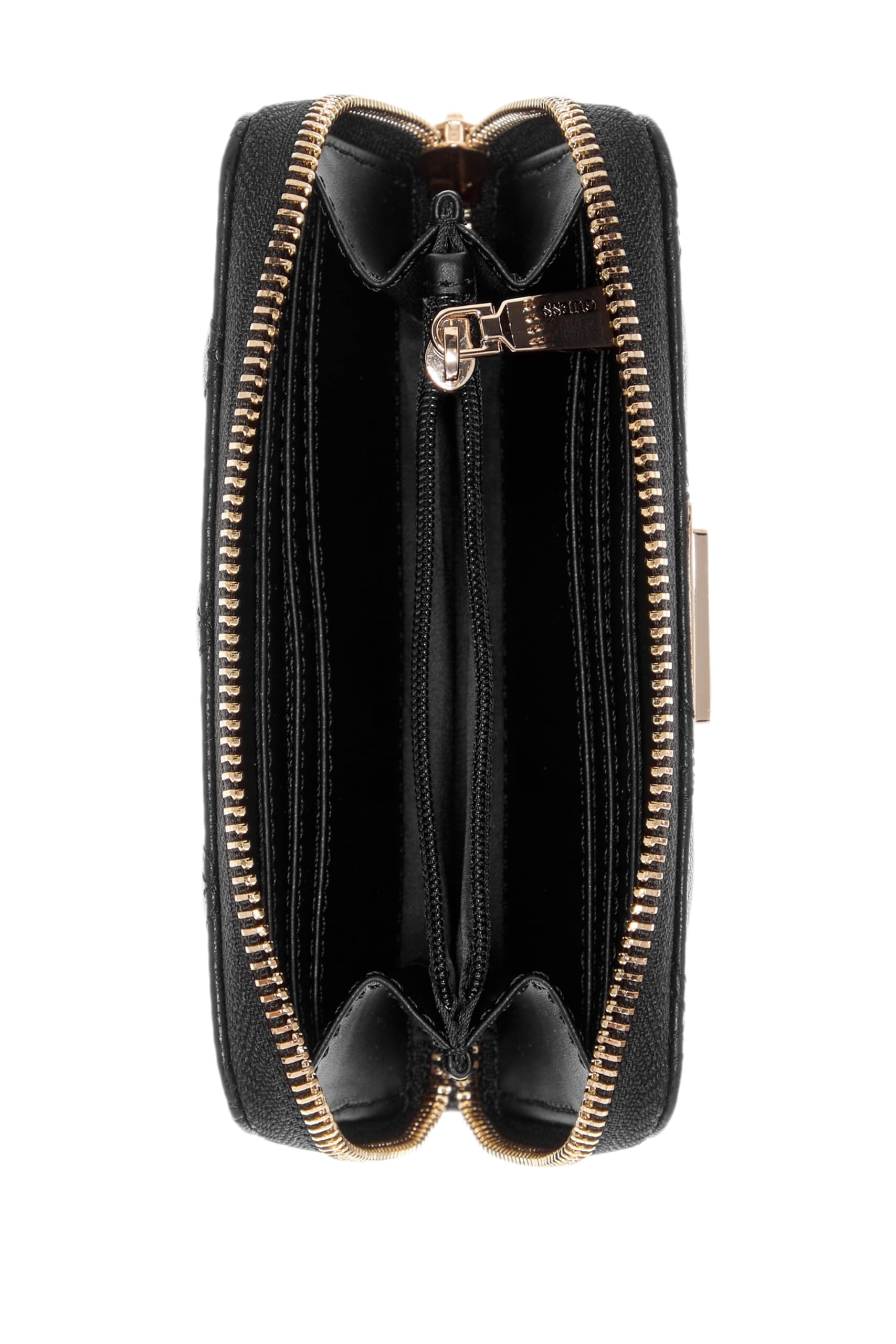 GUESS Monedero Samantha SLG Zip Around Wallet Black Logo Beige