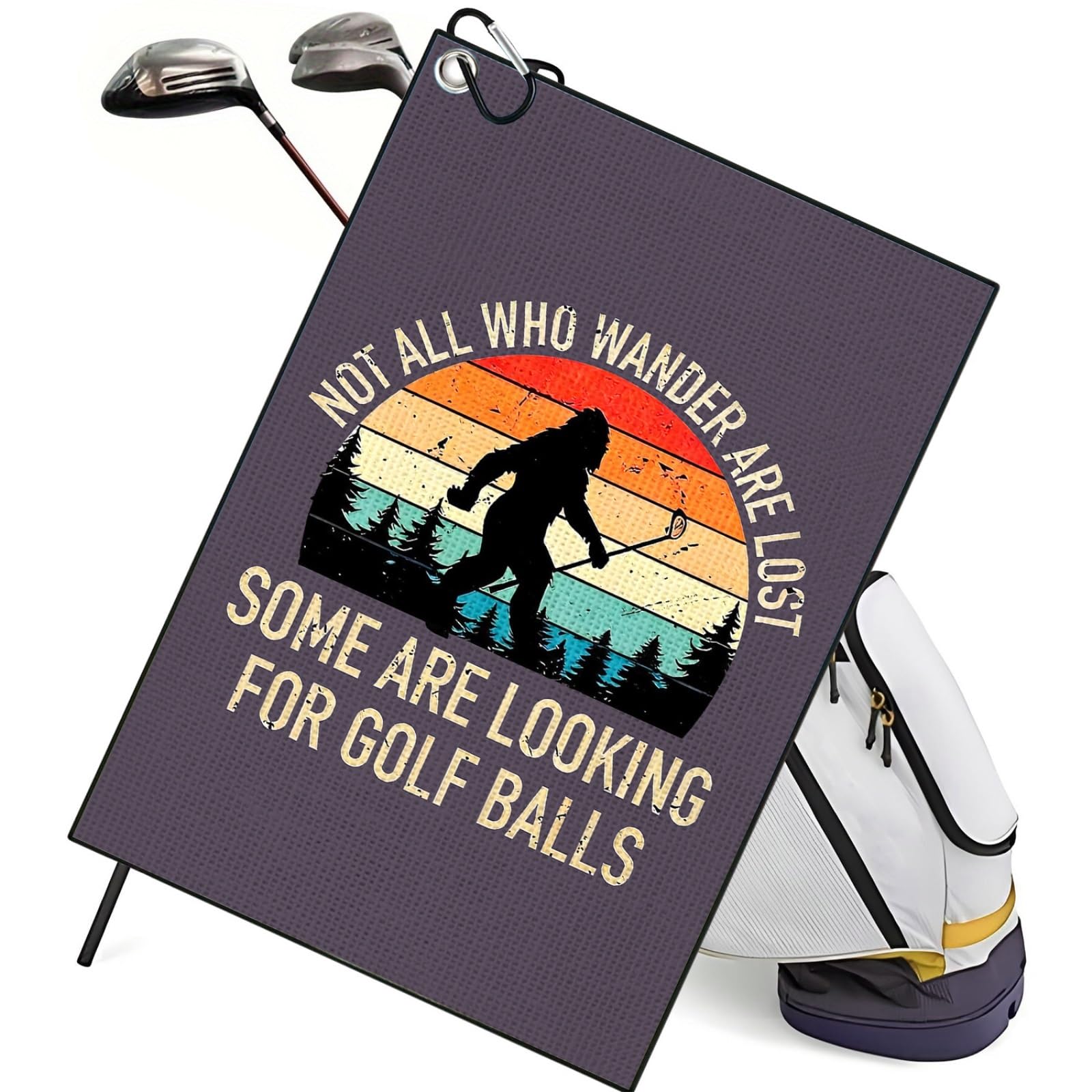 Tukrkrs One Color Looking For Golf Balls Print Microfiber Towel With Hook - 15.75"X23.62" For Golfers Who Lose Balls Often - Quick Dry For Clubs And Hands