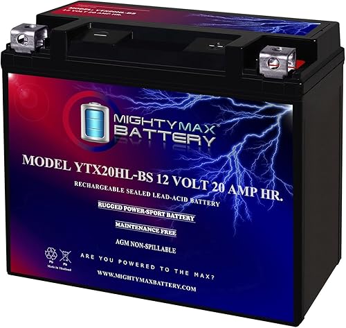Miniatura 8 de Mighty Max Battery YTX20-BS - Batería de 12 voltios 18 AH, 270 CCA, recargable libre de mantenimiento SLA AGM para motocicleta