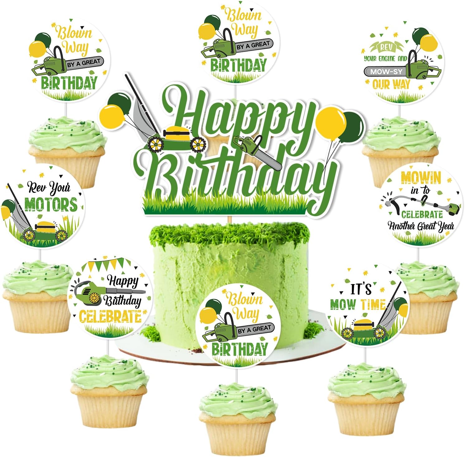 Sursurprise Lawnmower Birthday Party Decorations, Lawn