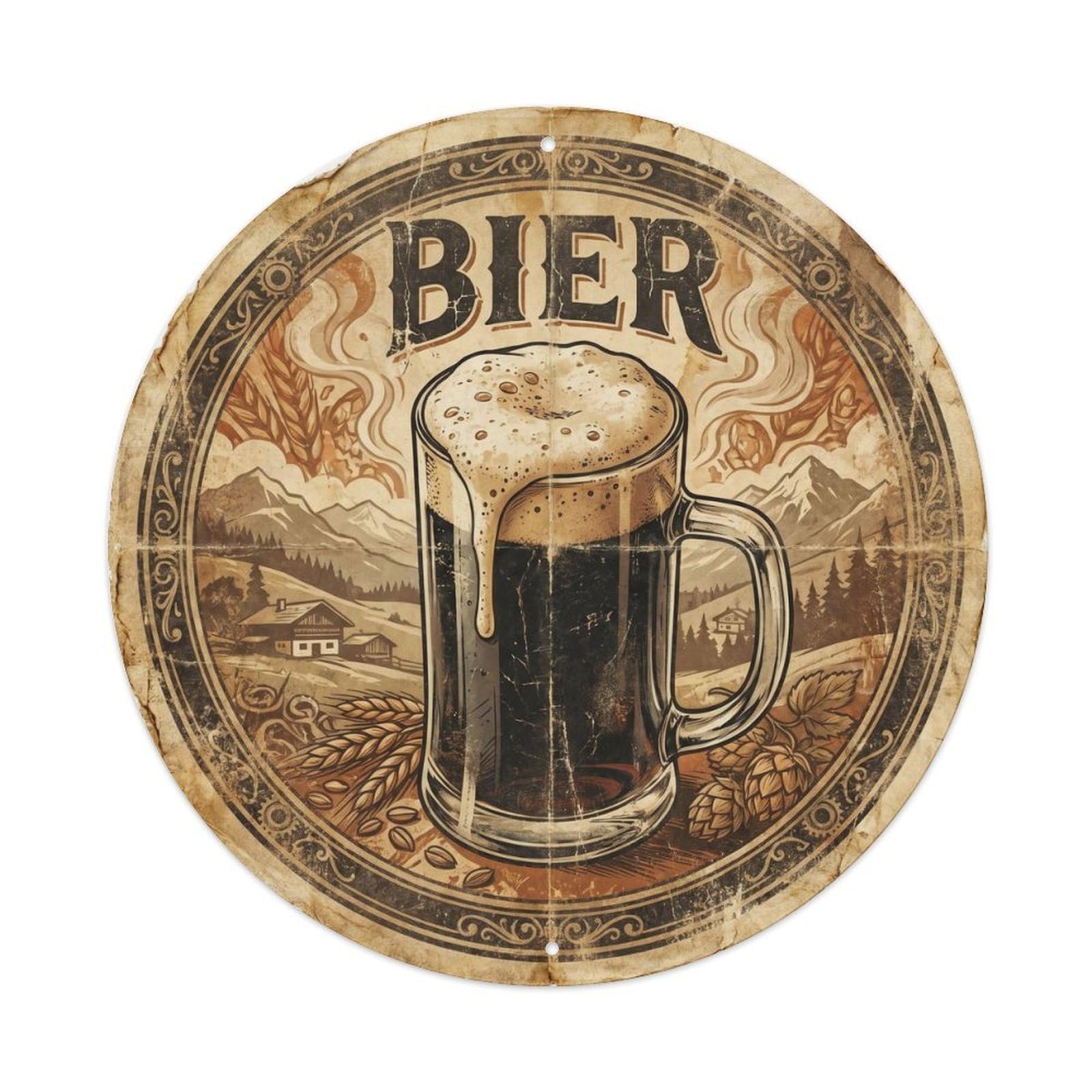 Weathered Austrian Travel Beer Brewery Drink Culture Metal Tin Sign