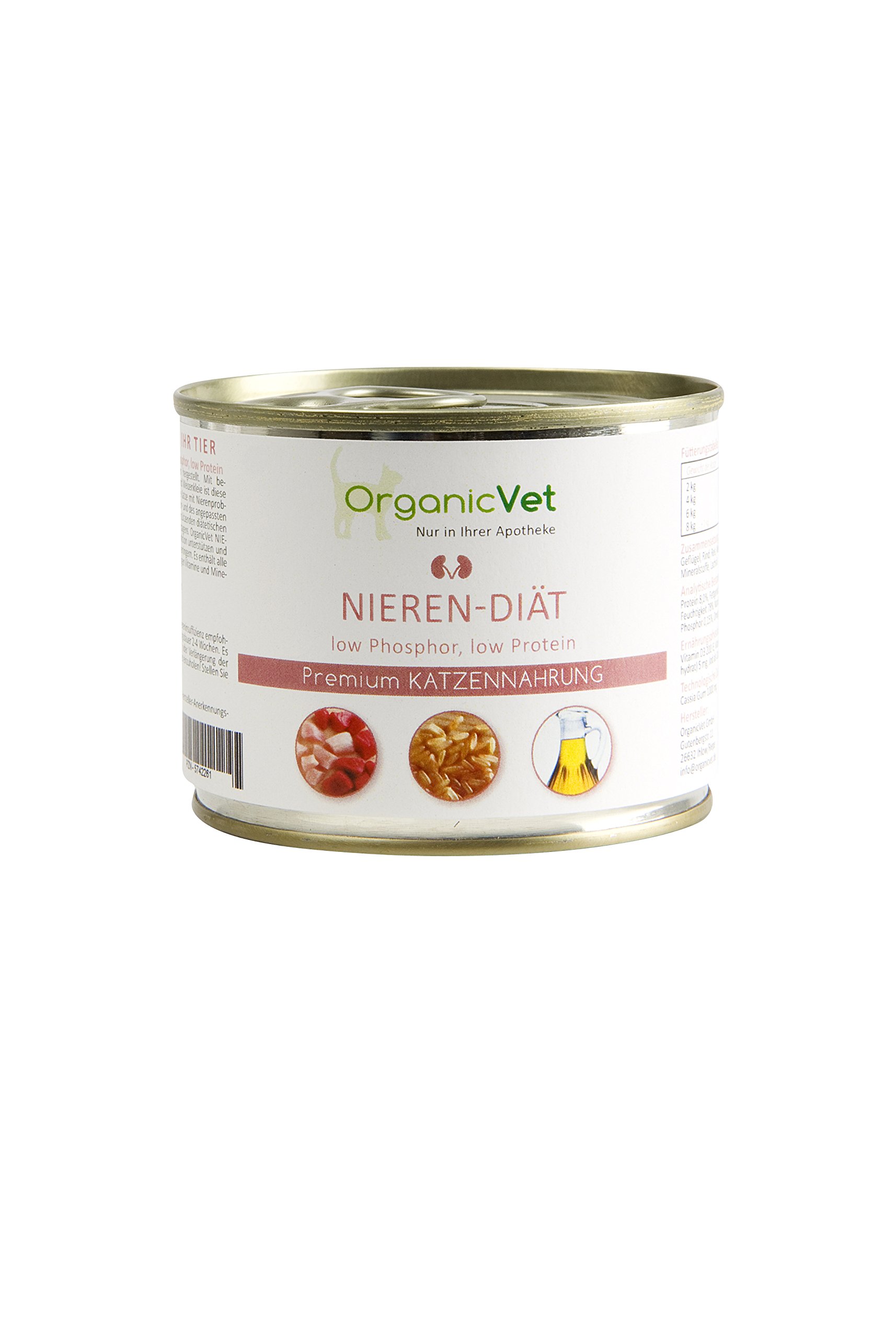 OrganicVet Katze Nassfutter Veterinary Nieren-Diät, 6er Pack (6 x 200 g)