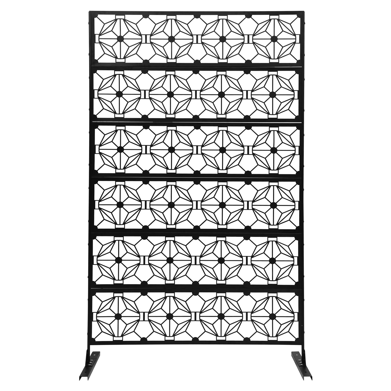 Outdoor Privacy Screens and Panels, Freestanding Decorative Room Divider, Metal Privacy Fence, for Indoor Outdoor Patio Balcony Deck Garden Backyard (Flower)
