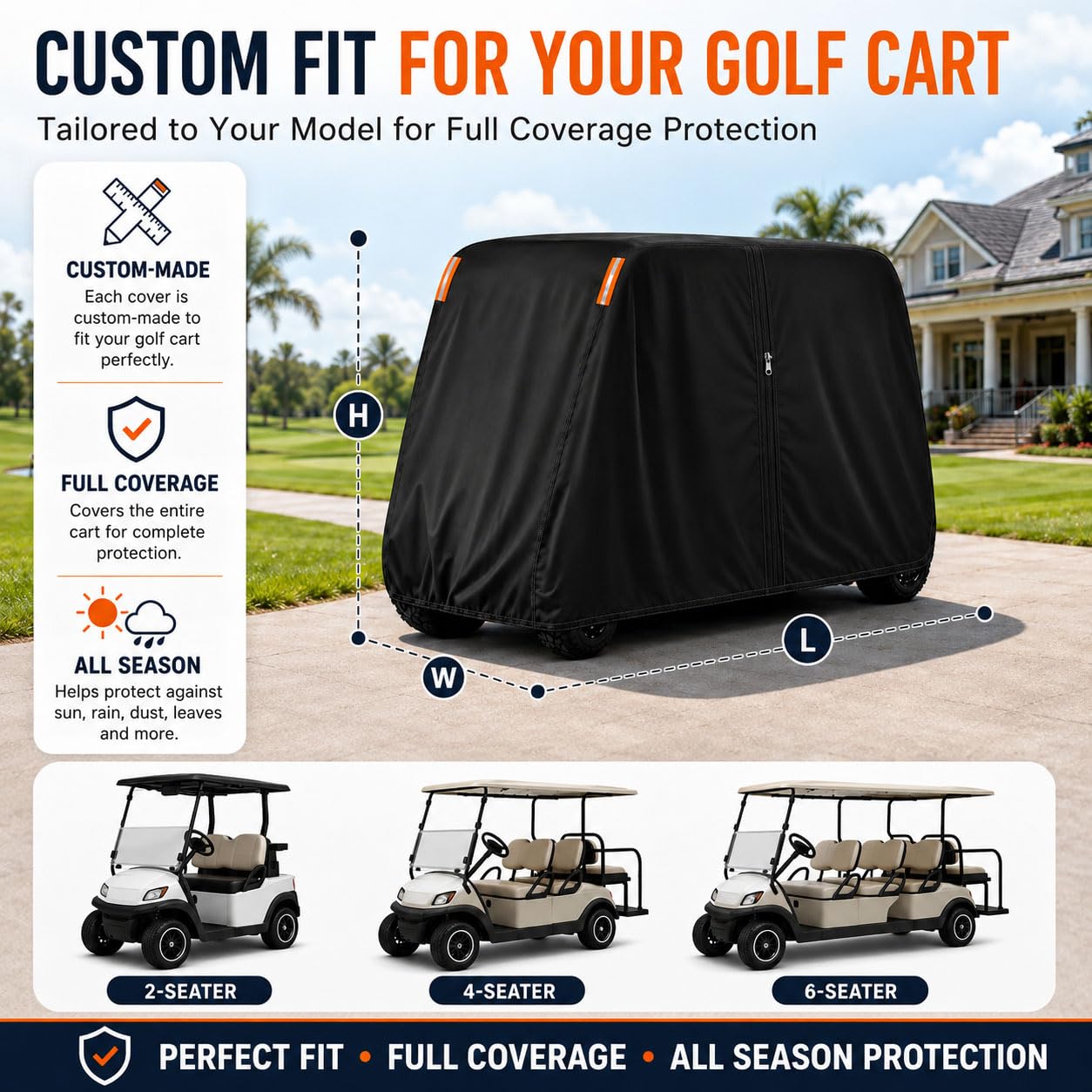 Funda Carrito de Golf para Yamaha Adventurer Sport 2 Passenger 2008-18