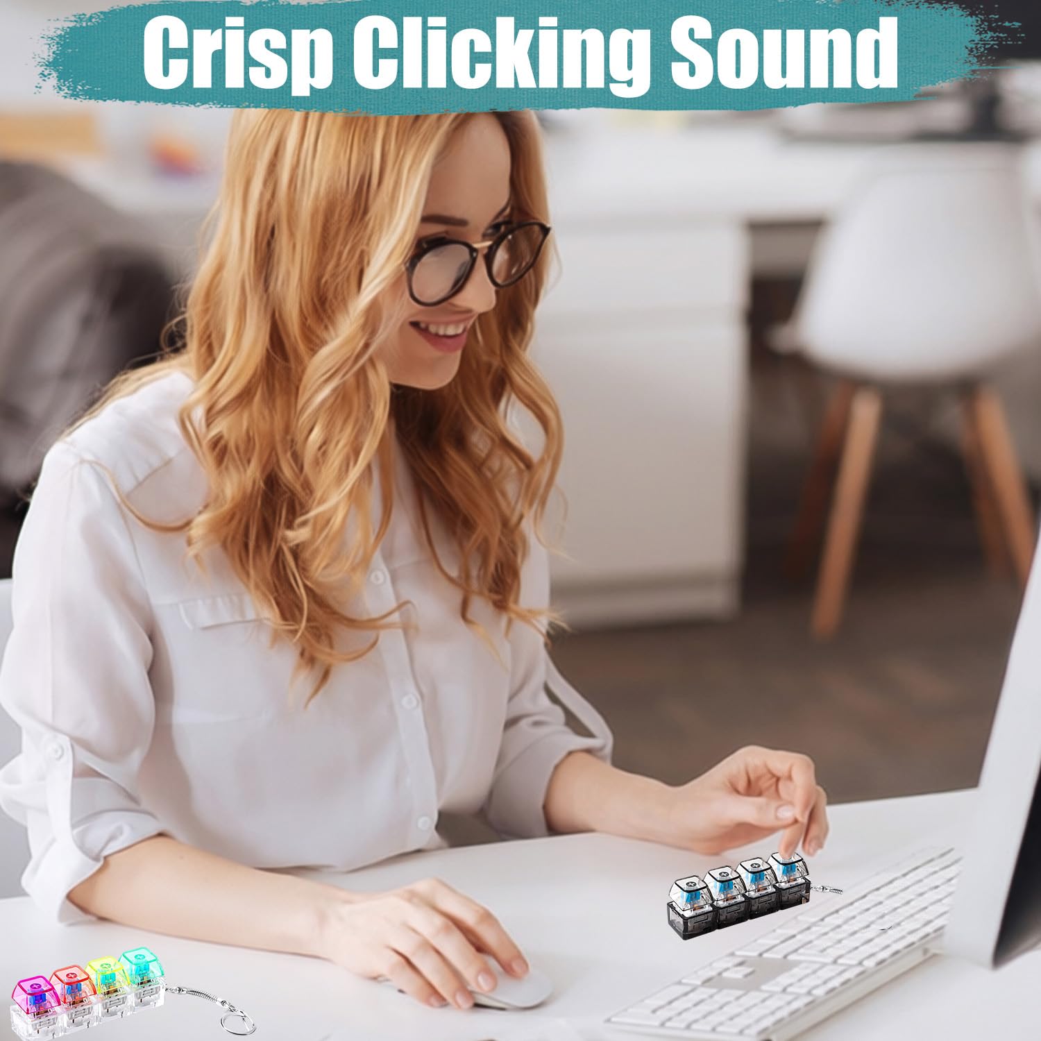 4-Piece Transparent Clear Keyboard Fidget Toy, Clicky Keyboard Sensory Clicker - Image 3