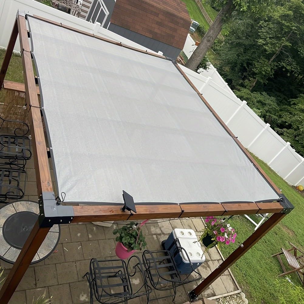 Wysokiej jakości tkanina z filtrem przeciwsłonecznym – 4,5 x 6 m, biała plandeka siatkowa z przelotkami, do ogrodu, na patio, do domu, ochrona roślin szklarniowych, dla psów