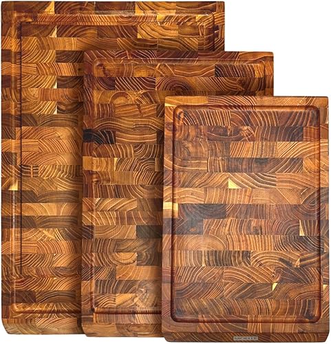Miniatura 3 de MOELLE Tabla de cortar de madera de teca danesa de alta calidad, tabla de cortar de madera de grano final duradera para cocina, apta para cuchillos,