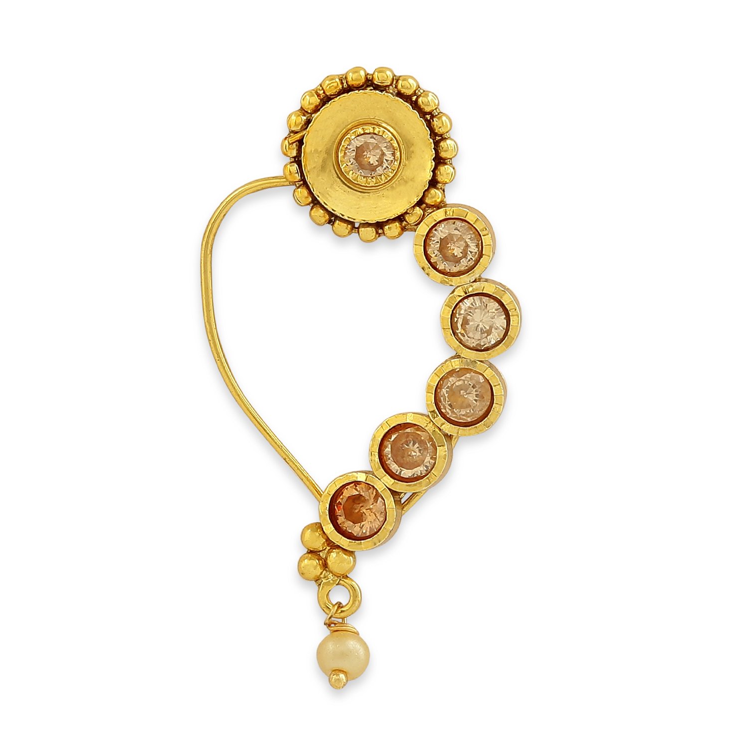 ACCESSHER Gold Plated Nath with Rinhostones for Women and Girls (B07FJYRB6B) Amazon Price History, Amazon Price Tracker