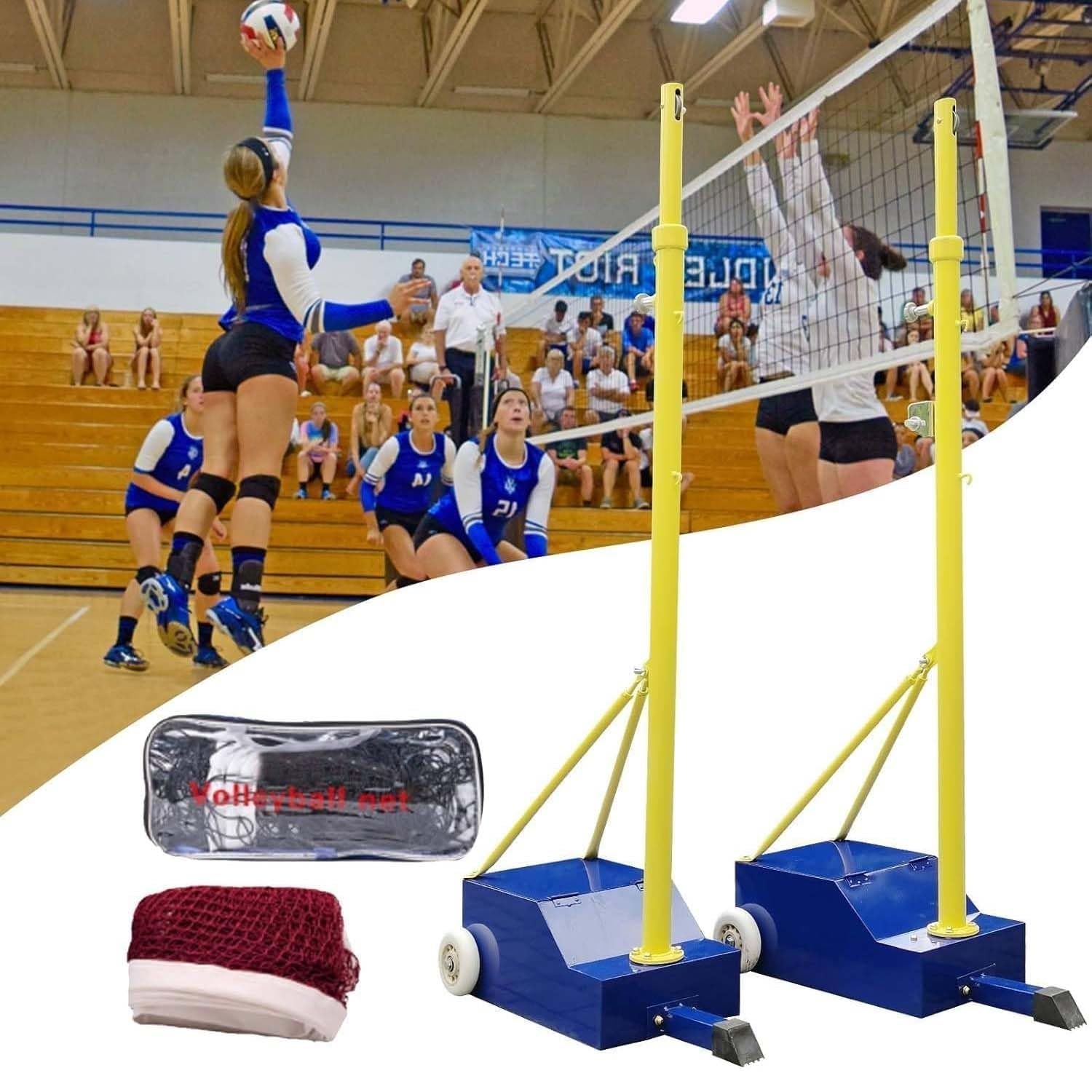 Weiches Volleyball- Und Badmintonnetz-Set. Leicht In Vier Höhen Von 1,55 M Bis 2,10 M Verstellbar. Für Volleyball- Und Badmintonspaß Drinnen Und Draußen Für Alle Altersgruppen.
