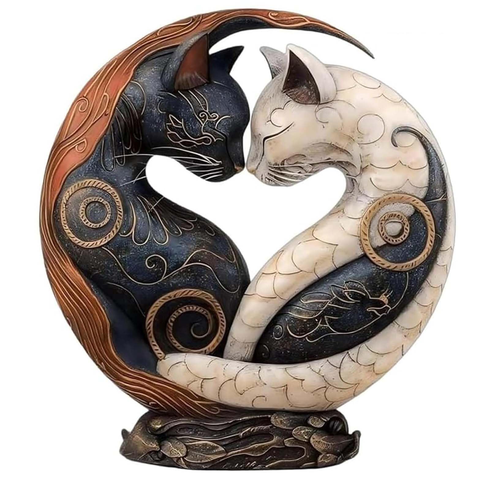 Statue de chat entrelacée Feng Shui, le cadeau idéal pour décorer une maison