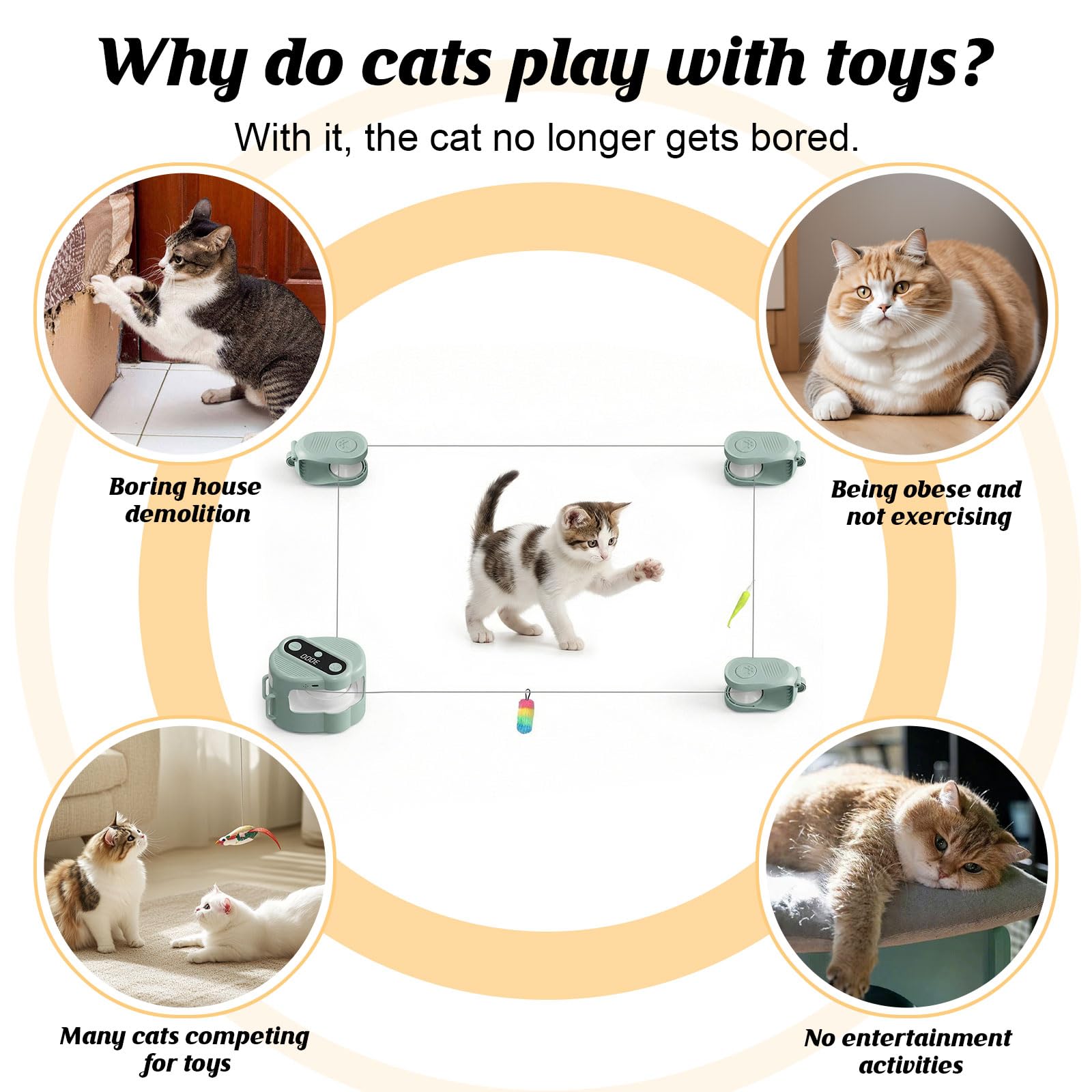 jianyana Interaktives Katzenspielzeug mit Fernbedienung, 4 einstellbare Geschwindigkeiten, automatische und manuelle Modi, langer Akku, wiederaufladbares Katzenlaufband, Indoor-Katzen – Langeweile