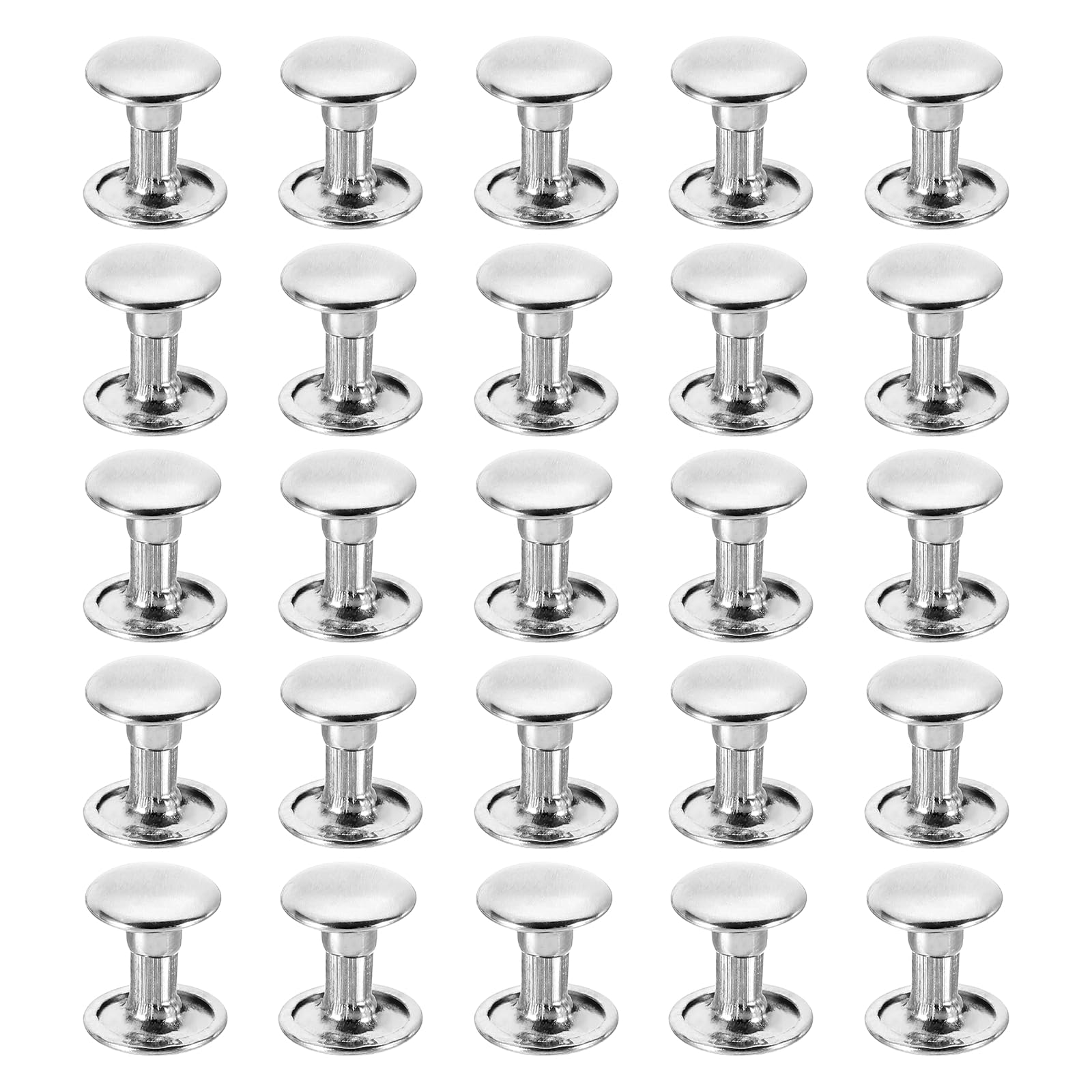 PATIKIL Leather Rivets, 160Sets Carbon Steel Double Cap Rivet Kits Craft Replacement Accessories for Handbags Belts Clothes Shoes, Silver (9 x 8 Mm)