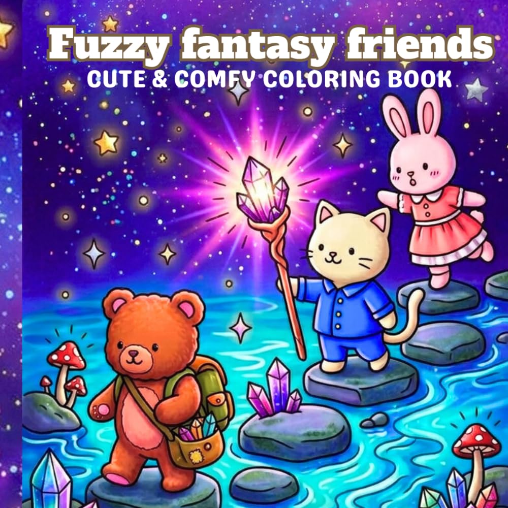 Fuzzy Fantasy Friends Coloring Book: Bold & Easy Cute Creatures for Relaxation & Cozy Coloring Fun