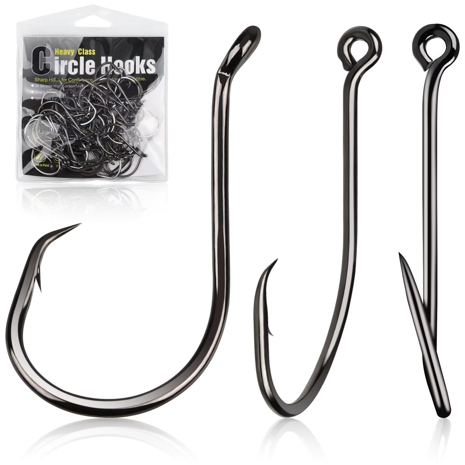 Dovesun 2X Strong 50PCS Catfish Hooks Octopus Circle Hooks Saltwater and Freshwater 8/0