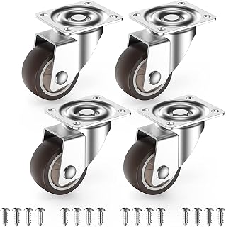 HOLKIE 1 Inch Small Caster Wheels for Furniture - Low Profile Plate Casters Set of 4, 90 Lbs Capacity, No Brake for Nightstands & Side Tables