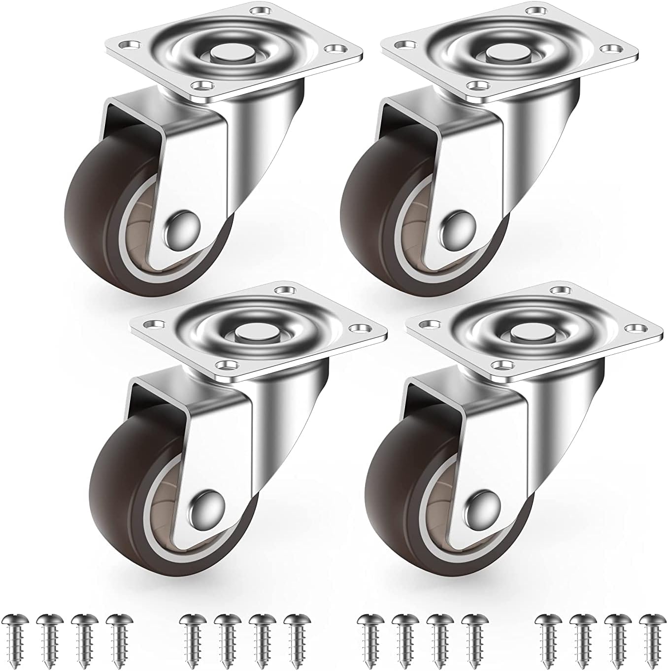 1 inch Small Caster Wheels for Furniture Low Profile Casters Set of 4 Total Capacity 90 Lbs Perfect Wheels for Small Project,Nightstand,Side Table (No Brake)