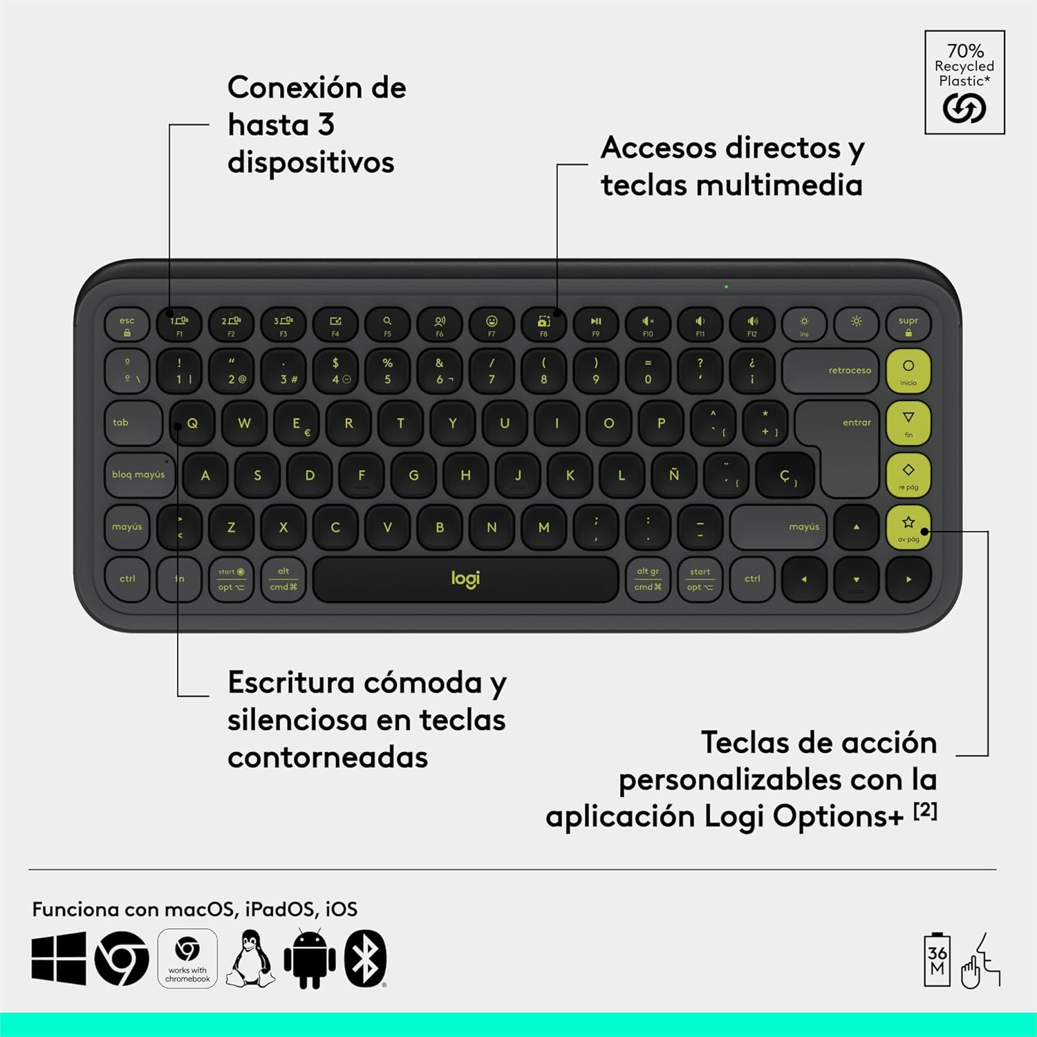Teclado Bluetooth Logitech POP ICON KEYS por 39,99€ ¡¡35% de descuento!!