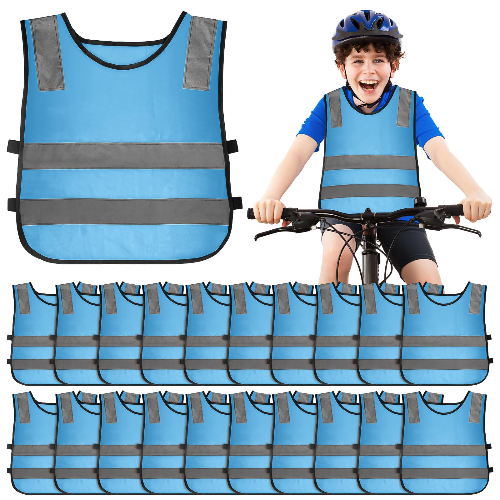 20 Pcs High Visibility Safety Vest Reflective Safety Vest Neon Traffic Clothes with Elastic Strap for Cycling Running Skiing Outdoor Activities