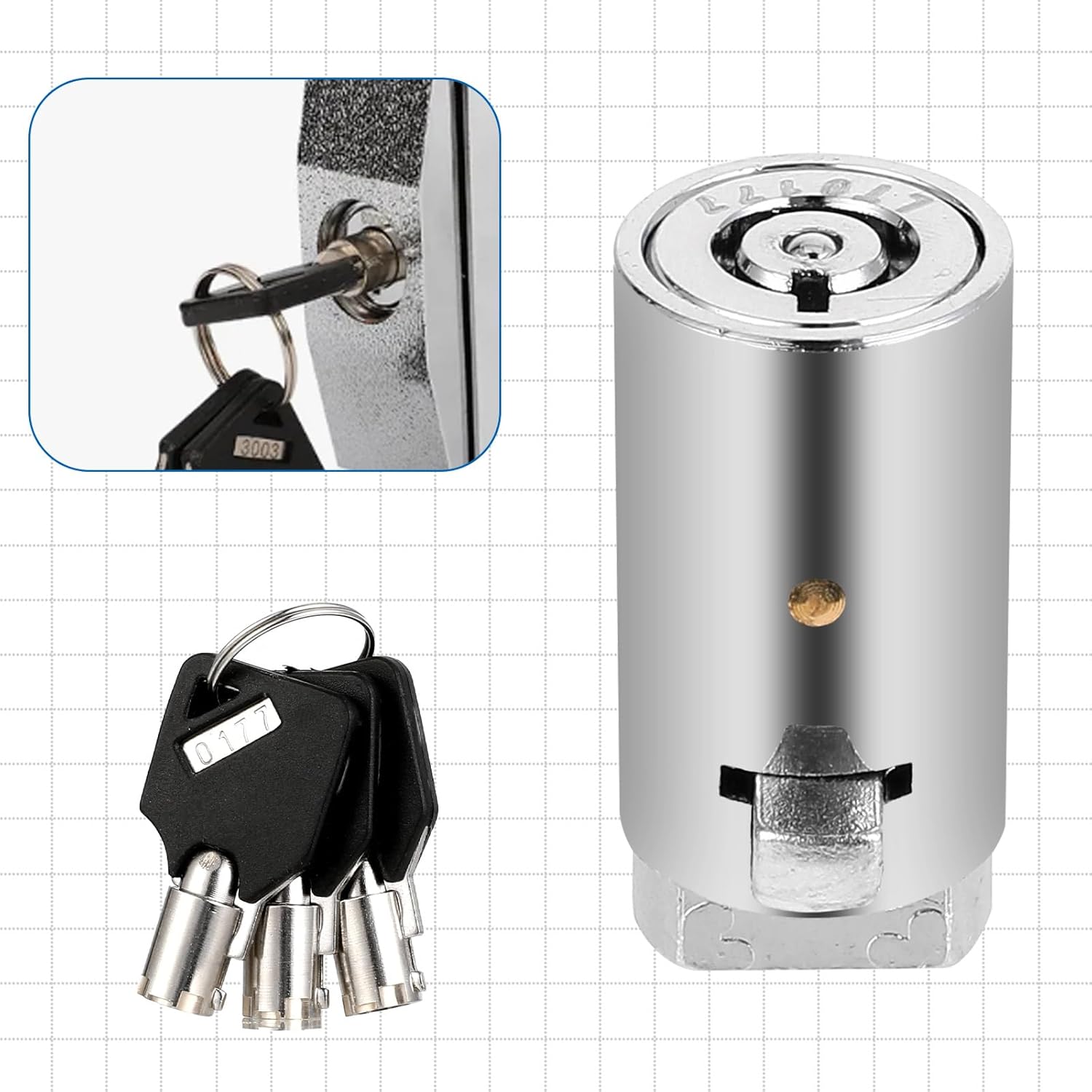 Pepsi Key New Vending Machine Lock With Keys - Fits Dixie Narco, Vendo Soda Machines (Model 2501, ABA Brand) Vendo Lock Replacement - Foto 6