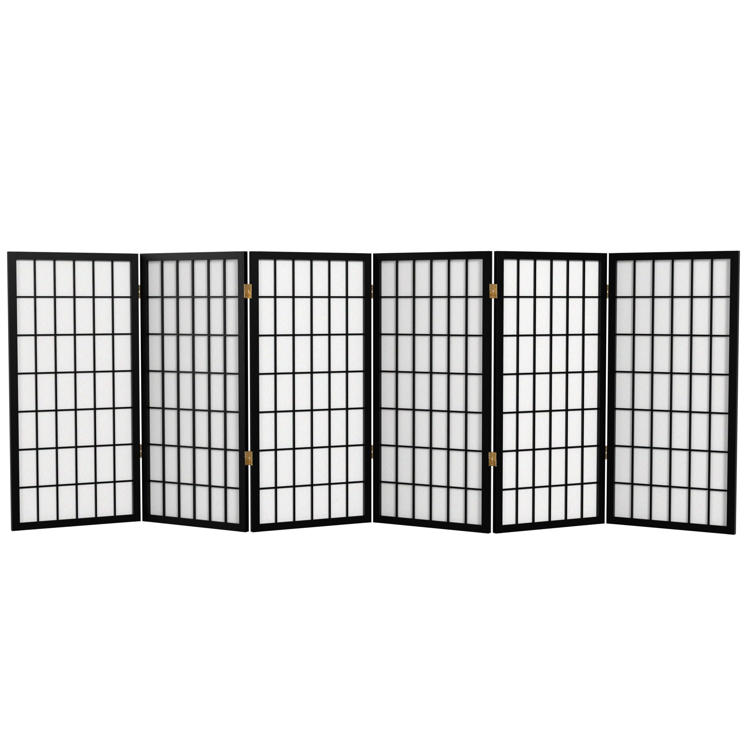 3 ft. Short Window Pane Shoji Screen - Black - 6 Panels