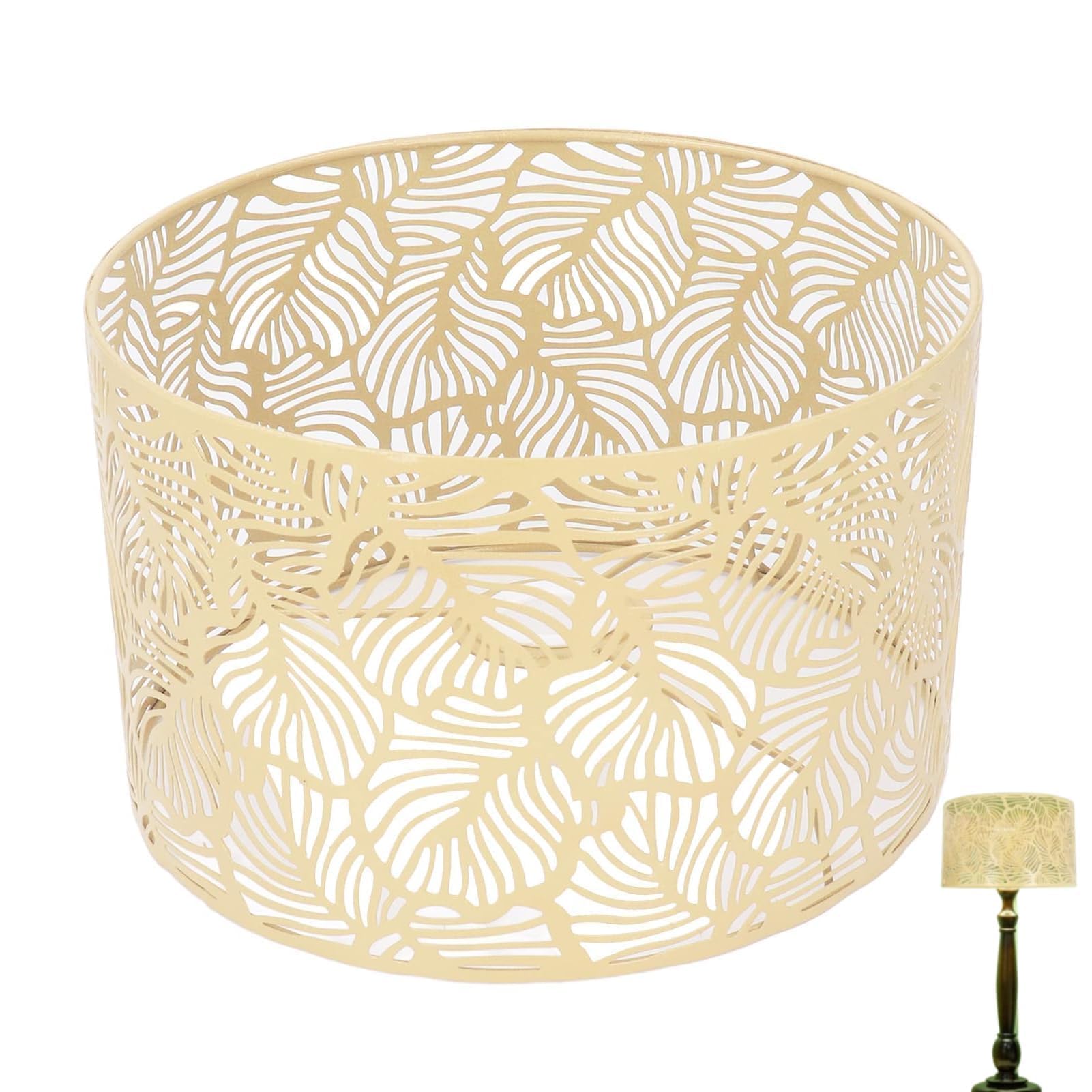 Abat-jour, abat-jour creux sculpté en métal, couverture d'abat-jour décorative, style moderne et simple, décoration de la maison pour ampoules E14 E27 25x16cm / 9.84x6.3in(Or)