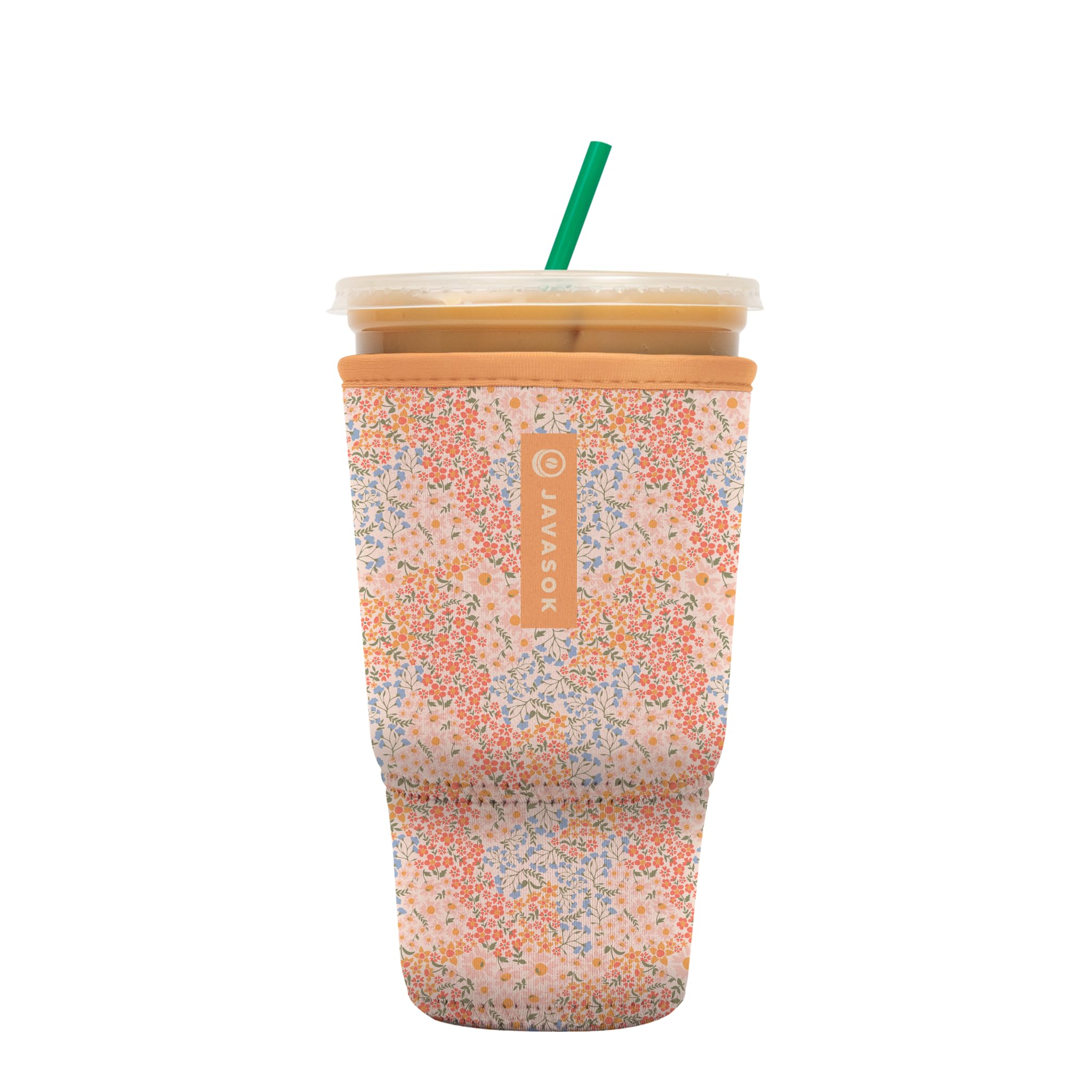 Sok It JavaSok Iced Coffee &amp; Cold Soda Insulated Neoprene Cup Sleeve (Dainty Florals, XLarge: 38-42oz)