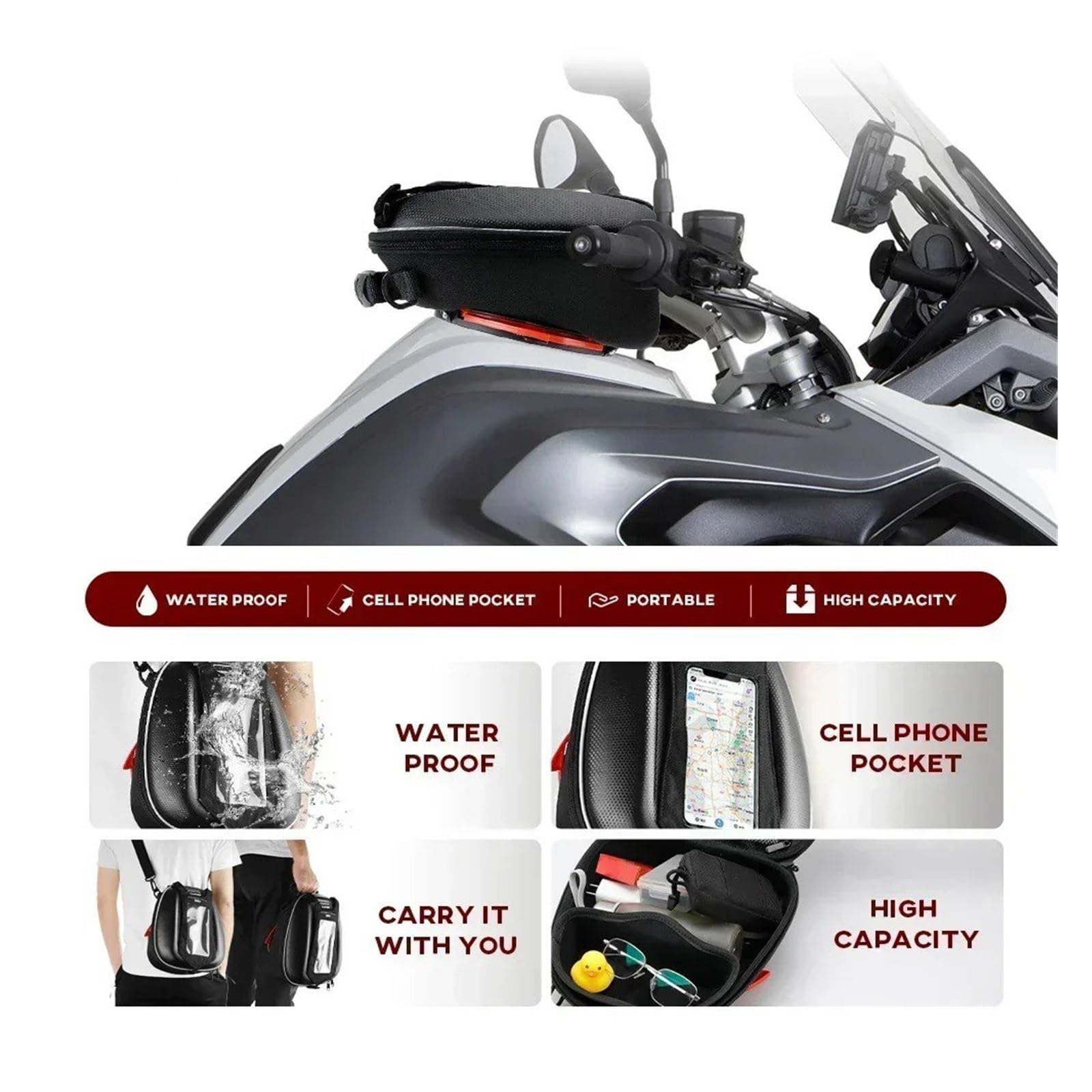 Borsa Sella Moto Per BMW GS 1200 1250 Per Adventure Per F900XR Per F850GS Per R1250 Moto Bagagli Tanklock Ricambi Borsa Da Serbatoio Borsa Moto Posteriore(B. Tanklock set)