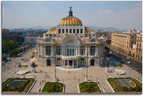 Miniatura 2 de adern Palacio Bellas Artes México - Póster decorativo para pared, para oficina, sala de estar, dormitorio, decoración del hogar con marco, 18 x 12