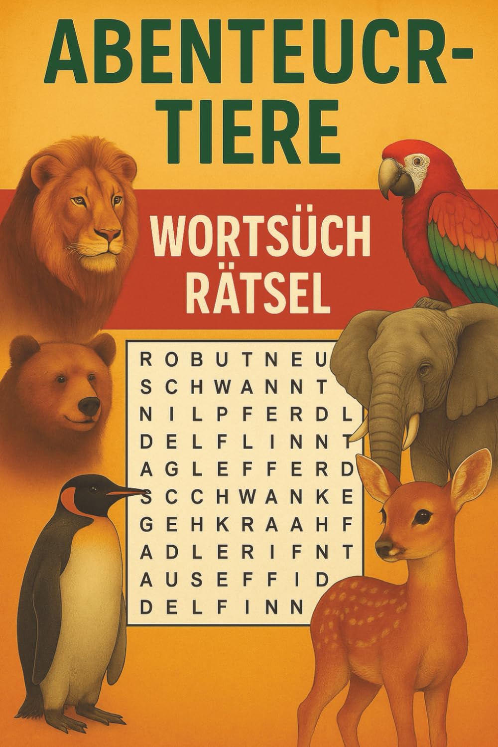 ABENTEUER-TIERE WORTSUCH RÄTSEL: Herausfordernde Wortsuche für Tierabenteuer-Fans