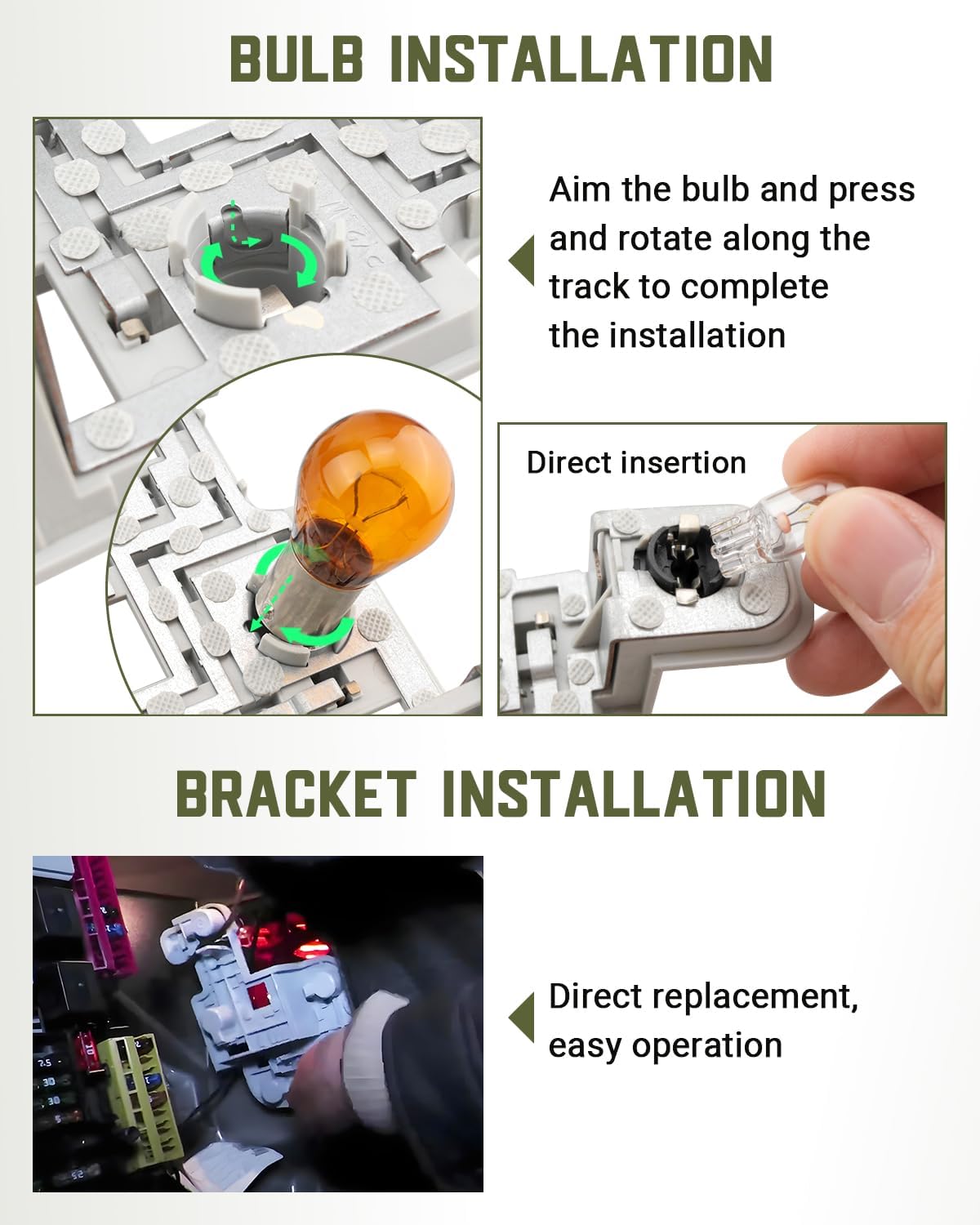 Rear Left Driver Side Tail Light Lamp Bulb Socket Holder Fir for Mercedes Benz W204 C-Class C250 C300 C350 C63 AMG 2008-2012 2014-2015, Replace 204-820-15-00 2048201500