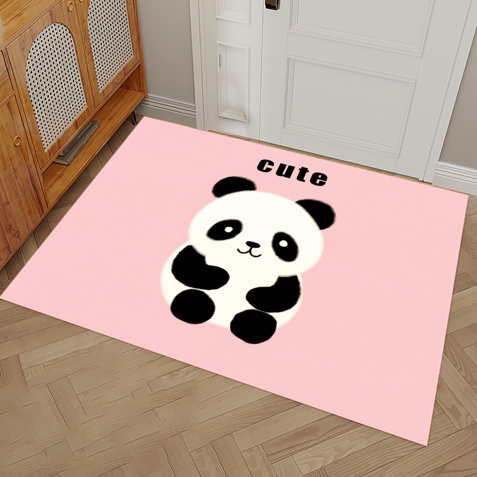 Waschbar Fußmatte Cartoon Panda - 80x120cm -Willkommen Fussmatte Minimalistische Tiere rutschfeste Fußmatte für den Eingang für Hauseingänge, Flure, Außentüren