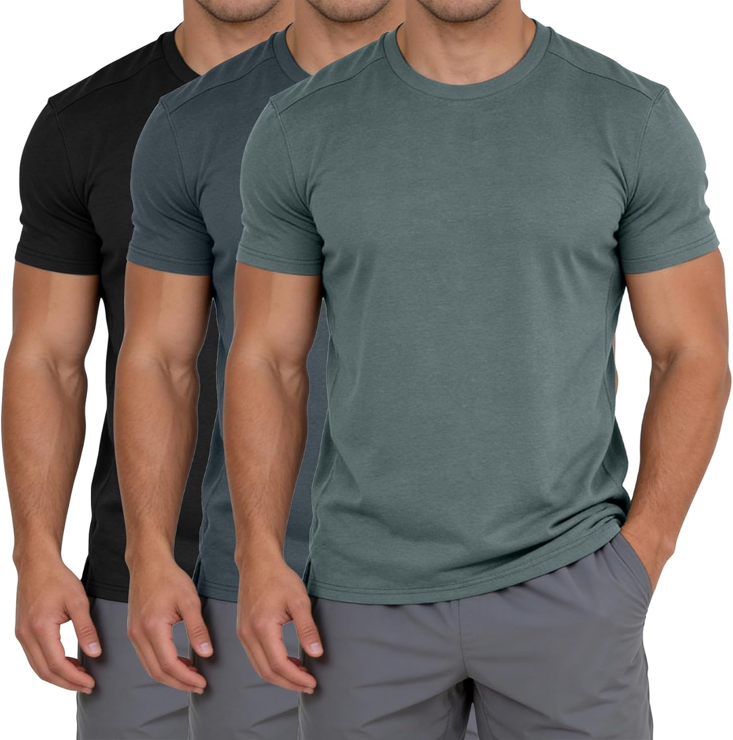 Eisctnd Men's Workout T-Shirt, Short Sleeve Slim Fit Quick Dry Crew Neck Moisture Wicking Top for Sports Gym Running Athletic